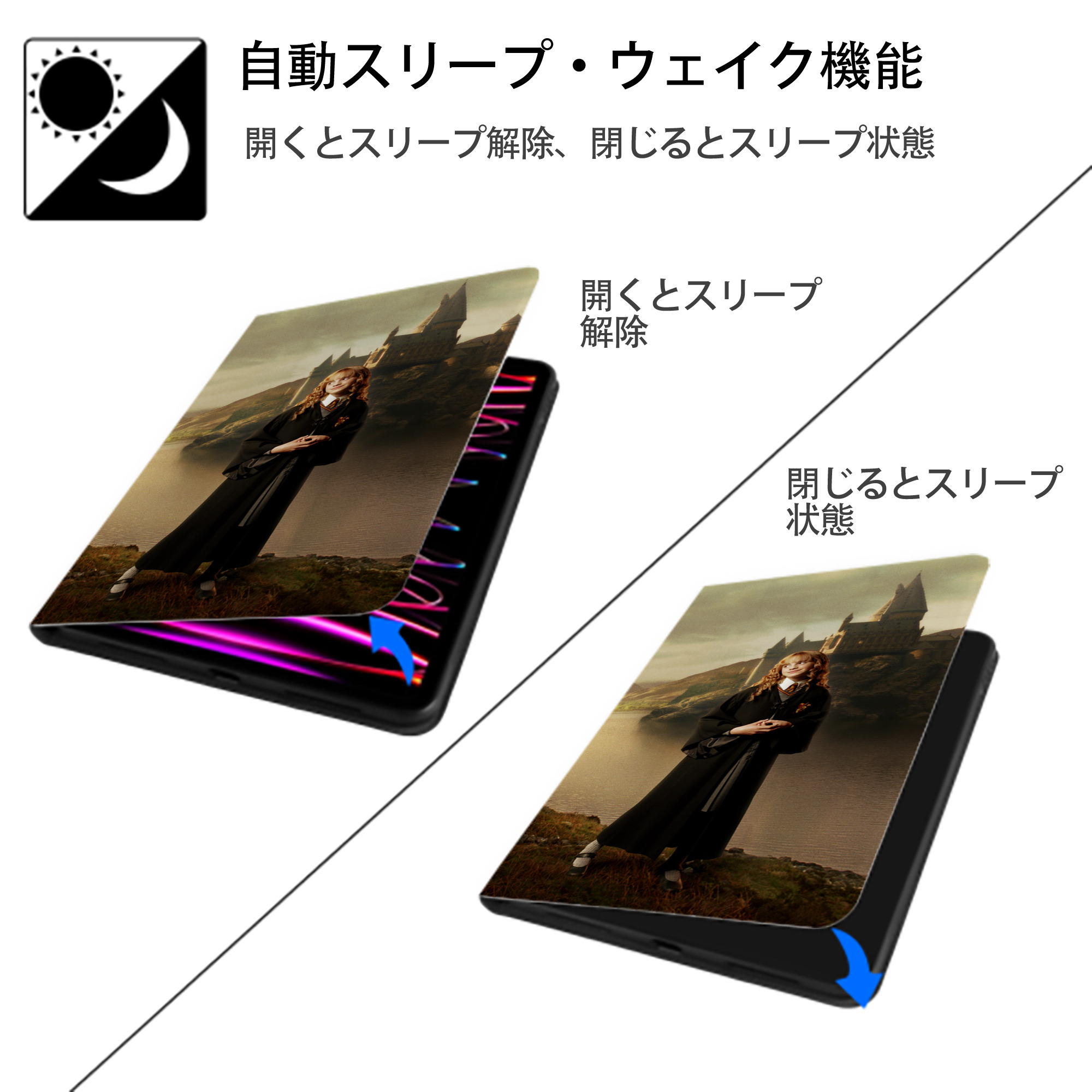 Harry Potter ハリー・ポッターシリーズ IPad ケース ブック型 PUレザー TPU 耐衝撃 軽量 薄型 ペン収納なし 全面保護 IPad 各モデル対応
