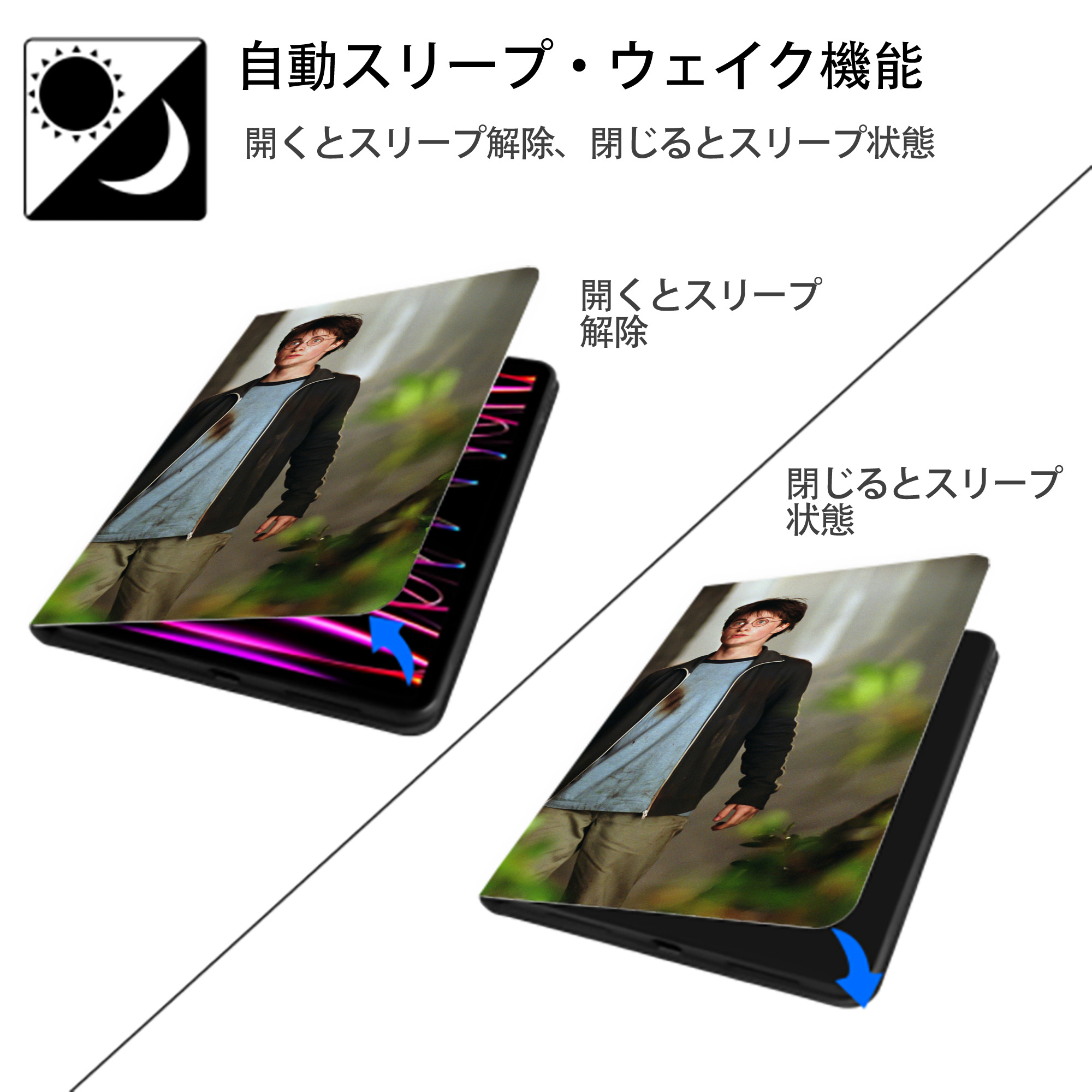Harry Potter ハリー・ポッターシリーズ IPad ケース ブック型 PUレザー TPU 耐衝撃 軽量 薄型 ペン収納なし 全面保護 IPad 各モデル対応