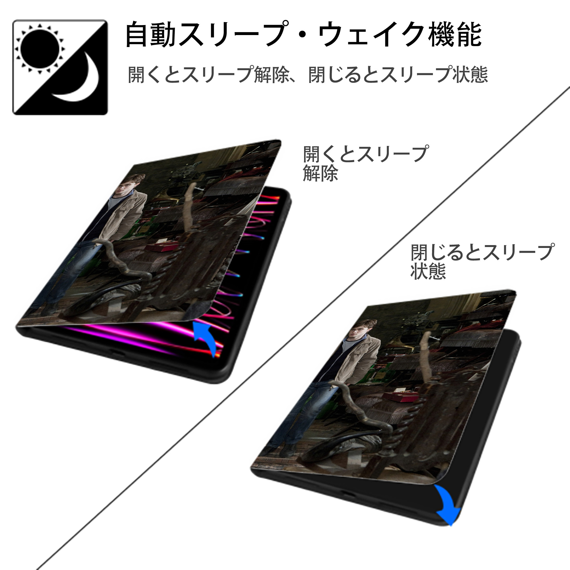 Harry Potter ハリー・ポッターシリーズ IPad ケース ブック型 PUレザー TPU 耐衝撃 軽量 薄型 ペン収納なし 全面保護 IPad 各モデル対応
