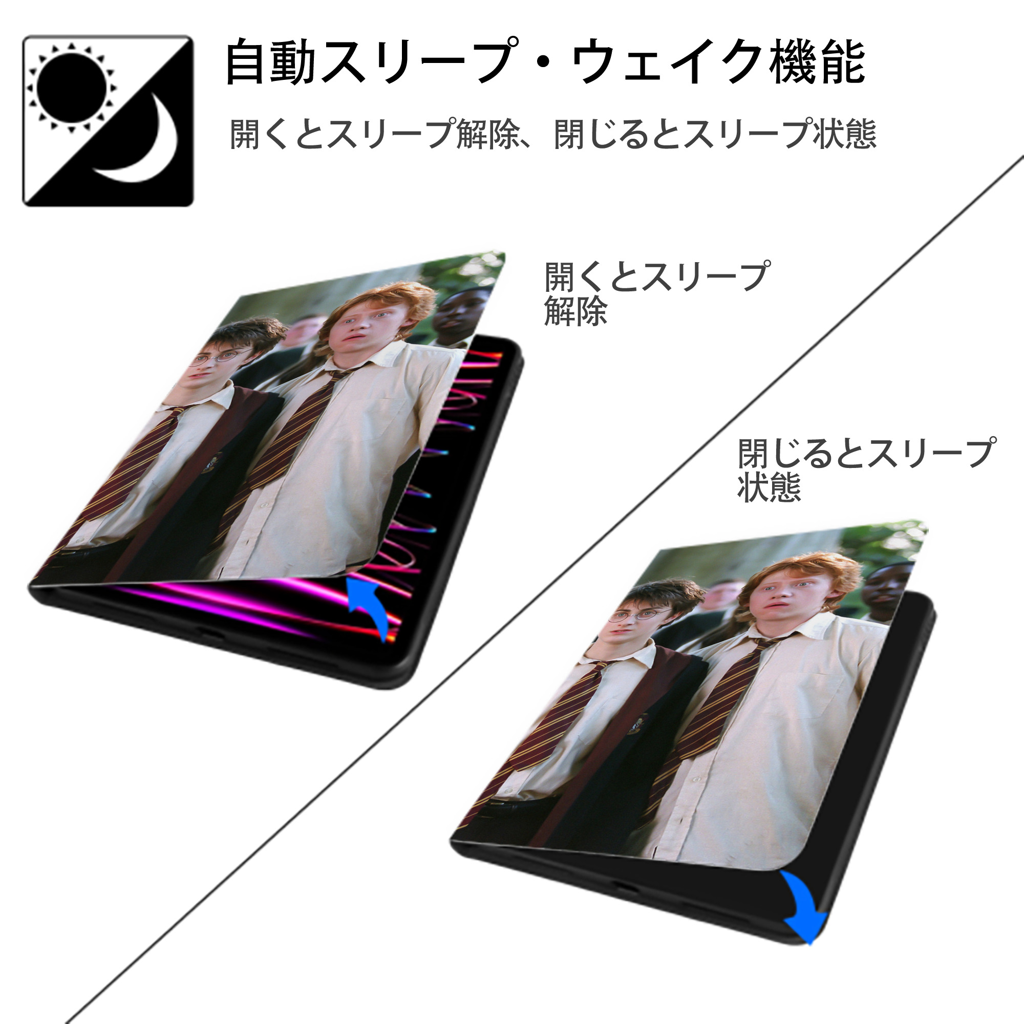 Harry Potter ハリー・ポッターシリーズ IPad ケース ブック型 PUレザー TPU 耐衝撃 軽量 薄型 ペン収納なし 全面保護 IPad 各モデル対応