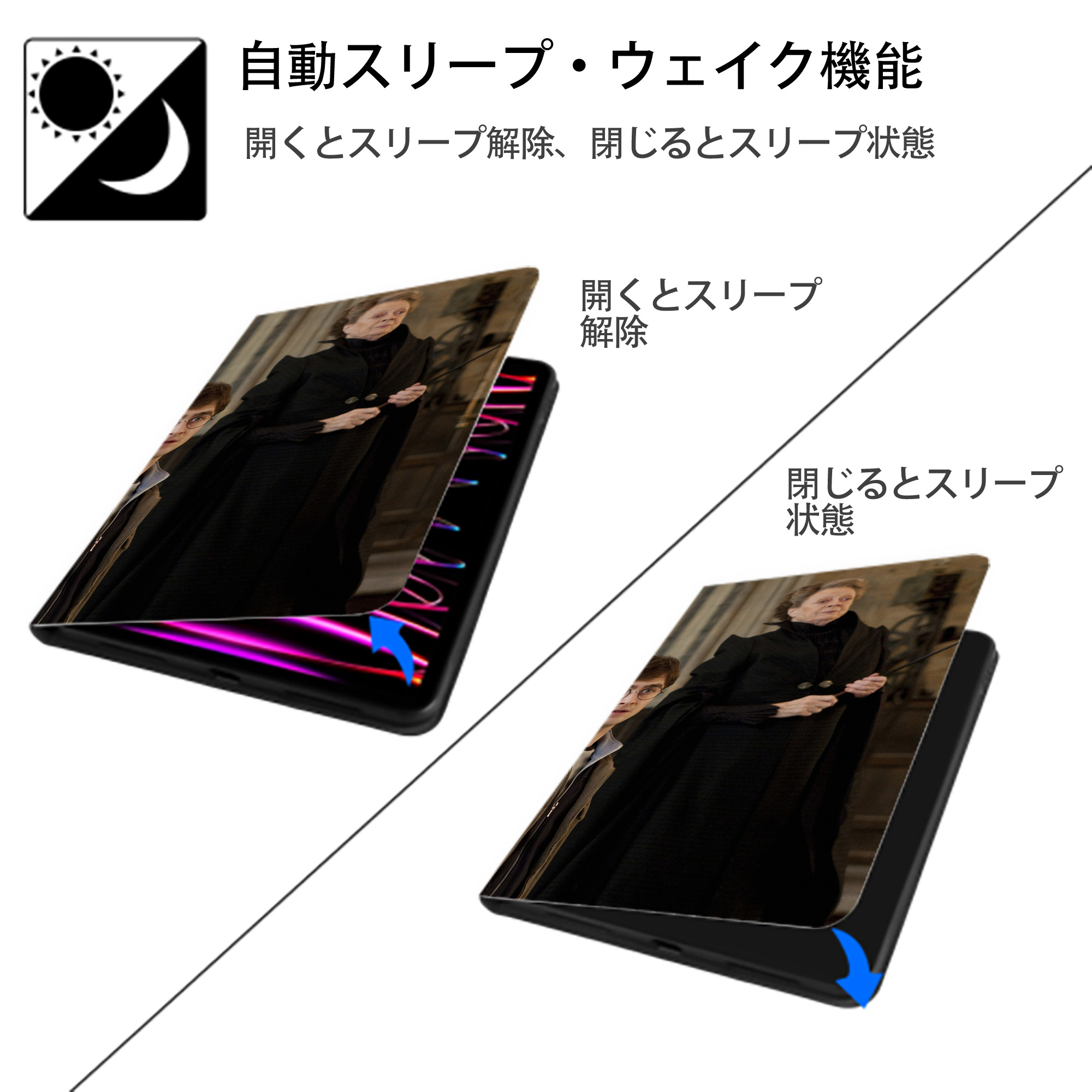 Harry Potter ハリー・ポッターシリーズ IPad ケース ブック型 PUレザー TPU 耐衝撃 軽量 薄型 ペン収納なし 全面保護 IPad 各モデル対応