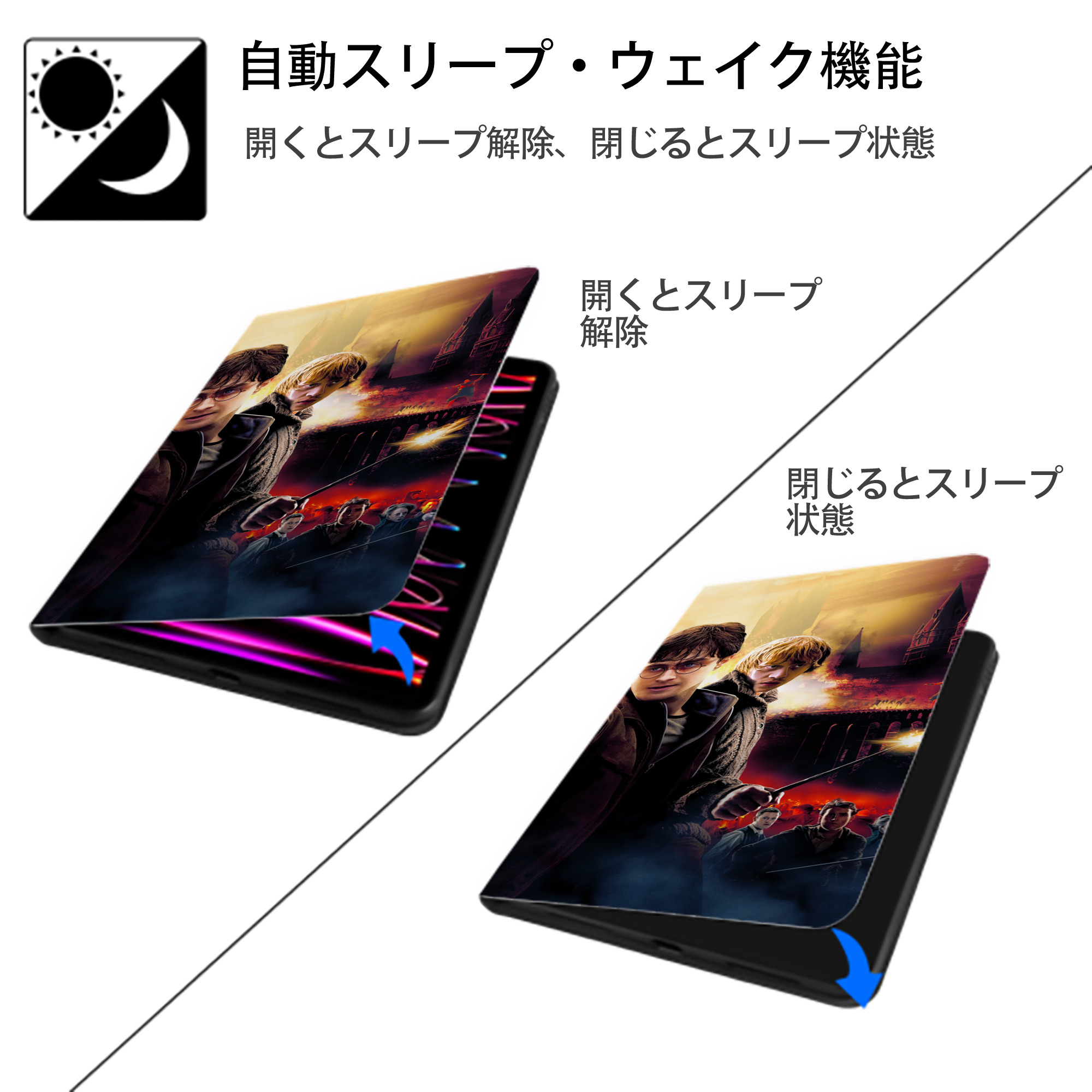 Harry Potter ハリー・ポッターシリーズ IPad ケース ブック型 PUレザー TPU 耐衝撃 軽量 薄型 ペン収納なし 全面保護 IPad 各モデル対応