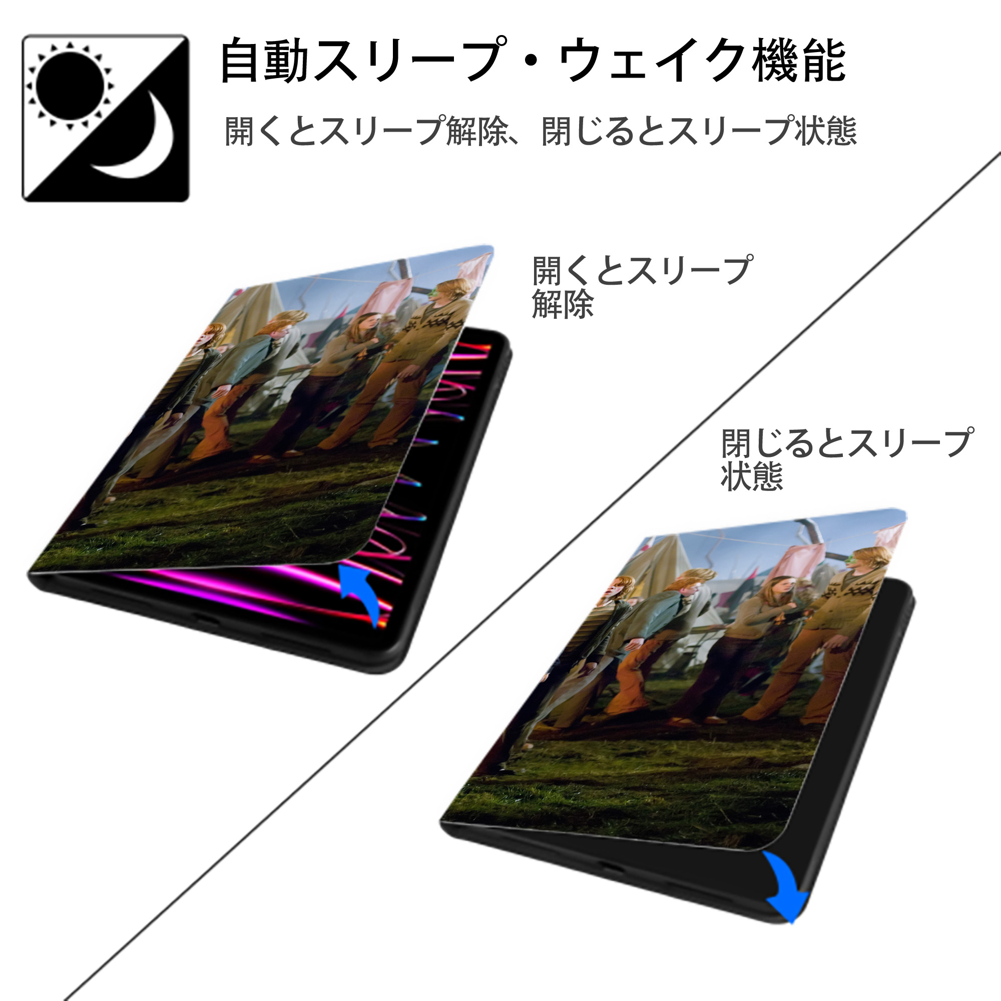 Harry Potter ハリー・ポッターシリーズ IPad ケース ブック型 PUレザー TPU 耐衝撃 軽量 薄型 ペン収納なし 全面保護 IPad 各モデル対応