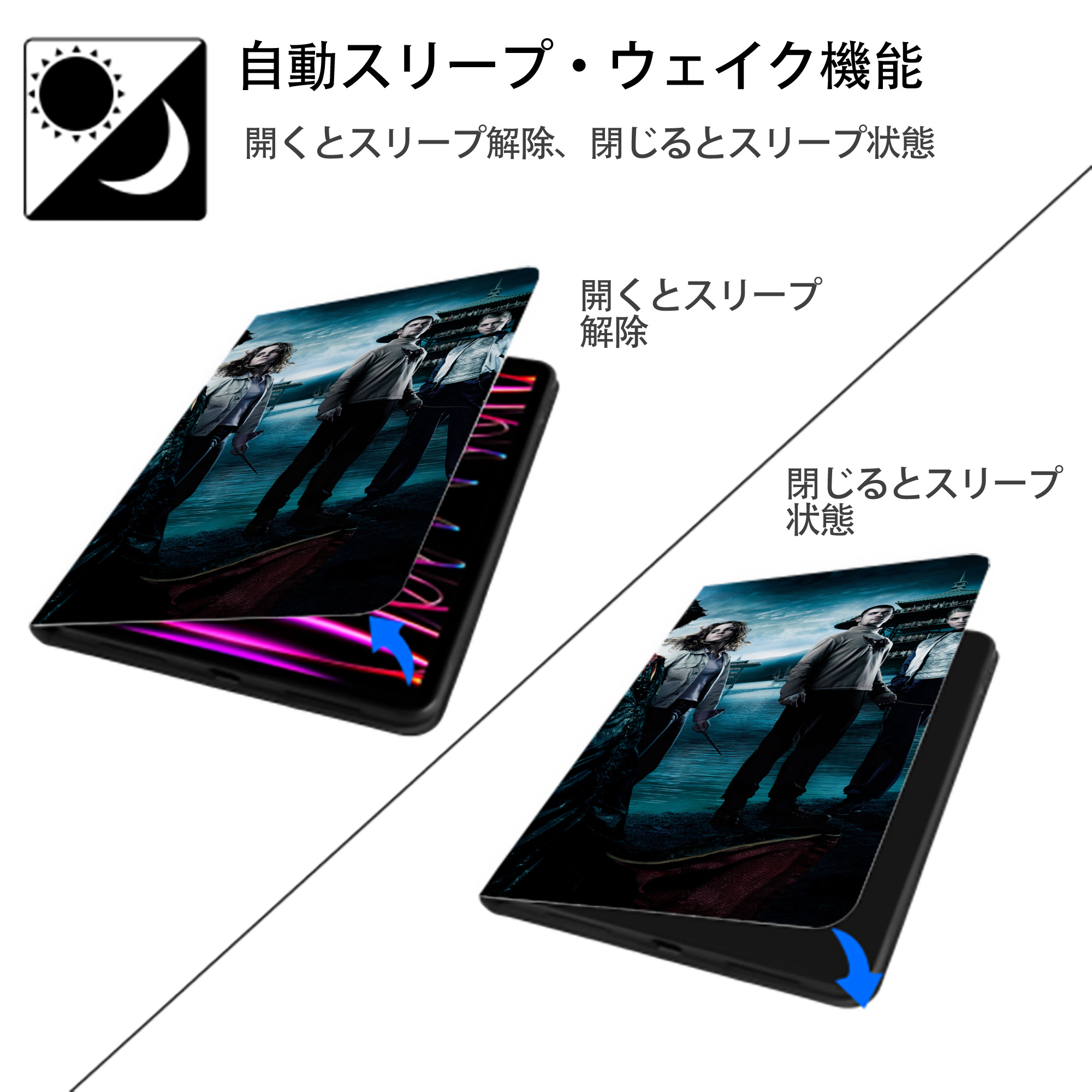 Harry Potter ハリー・ポッターシリーズ IPad ケース ブック型 PUレザー TPU 耐衝撃 軽量 薄型 ペン収納なし 全面保護 IPad 各モデル対応