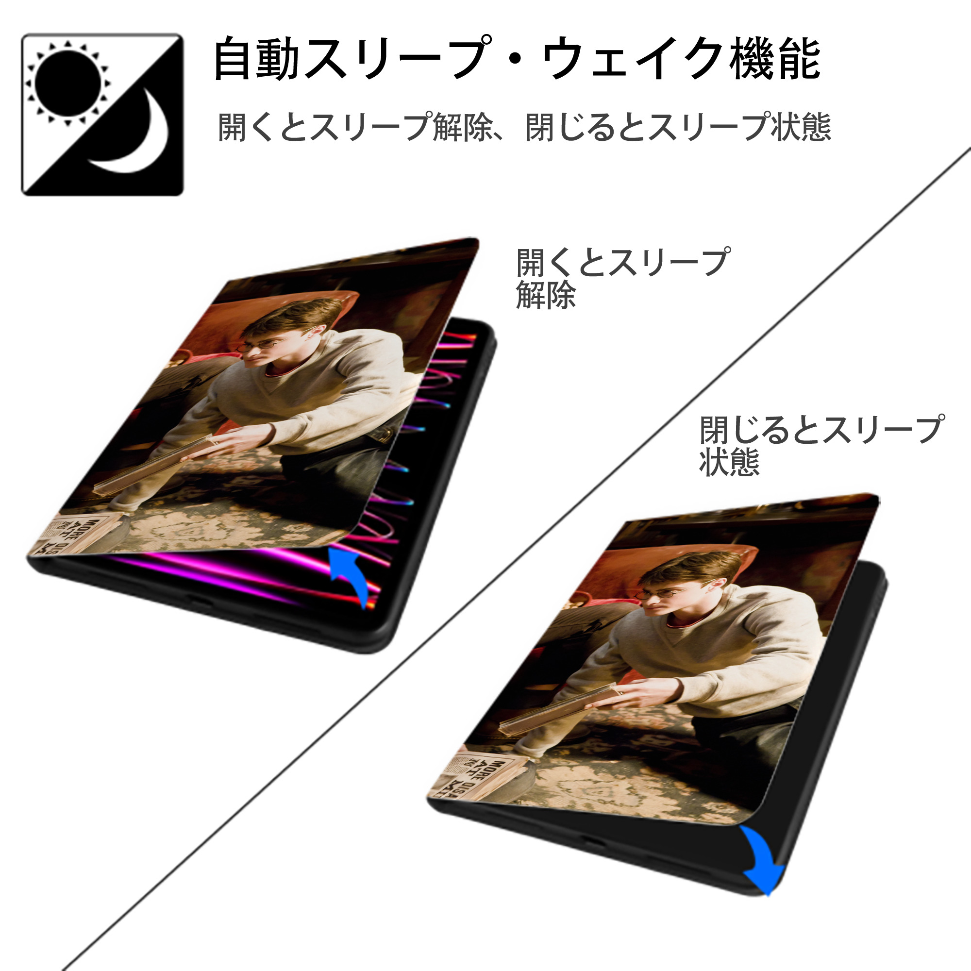 Harry Potter ハリー・ポッターシリーズ IPad ケース ブック型 PUレザー TPU 耐衝撃 軽量 薄型 ペン収納なし 全面保護 IPad 各モデル対応