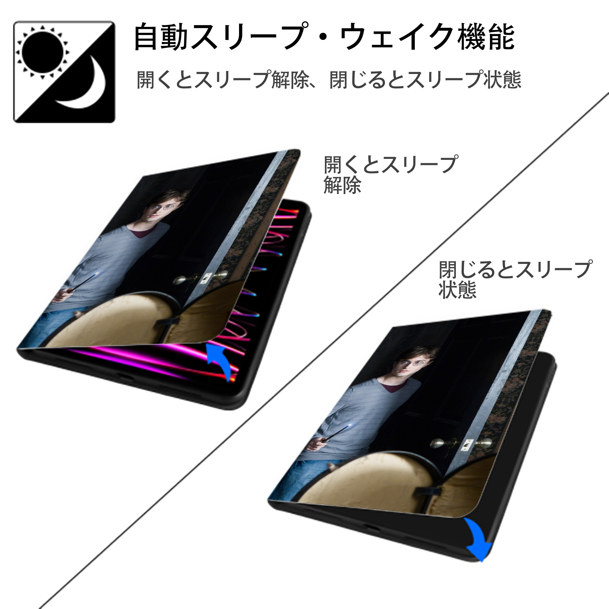 Harry Potter ハリー・ポッターシリーズ IPad ケース ブック型 PUレザー TPU 耐衝撃 軽量 薄型 ペン収納なし 全面保護 IPad 各モデル対応