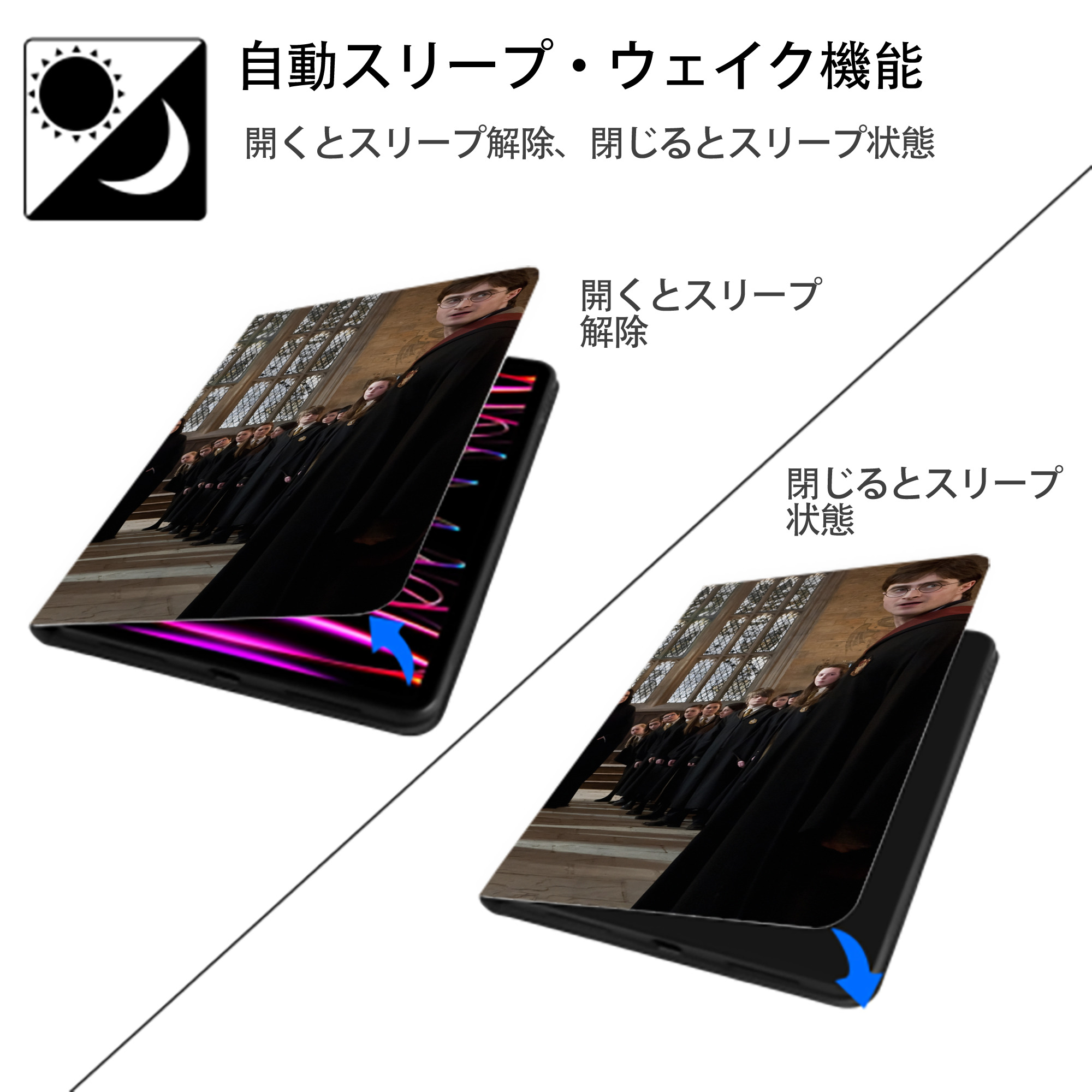 Harry Potter ハリー・ポッターシリーズ IPad ケース ブック型 PUレザー TPU 耐衝撃 軽量 薄型 ペン収納なし 全面保護 IPad 各モデル対応