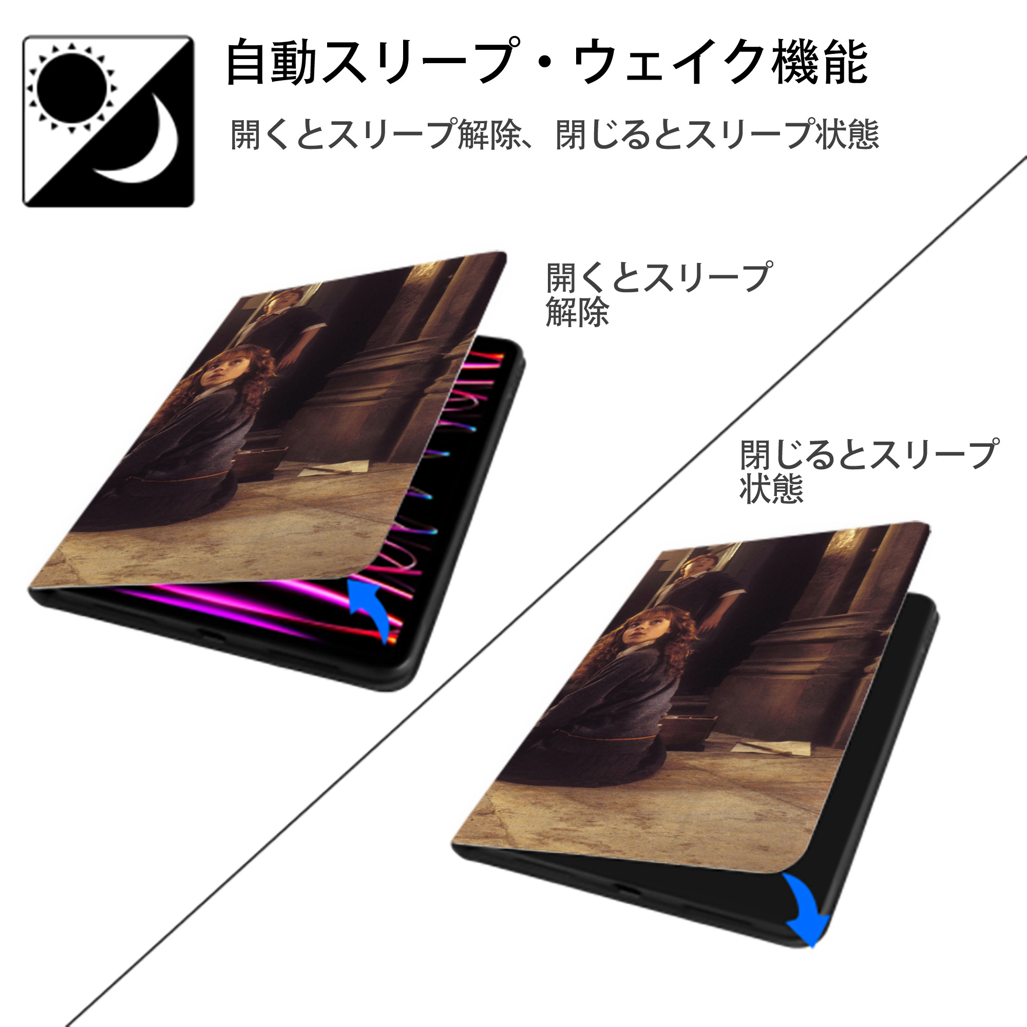 Harry Potter ハリー・ポッターシリーズ IPad ケース ブック型 PUレザー TPU 耐衝撃 軽量 薄型 ペン収納なし 全面保護 IPad 各モデル対応