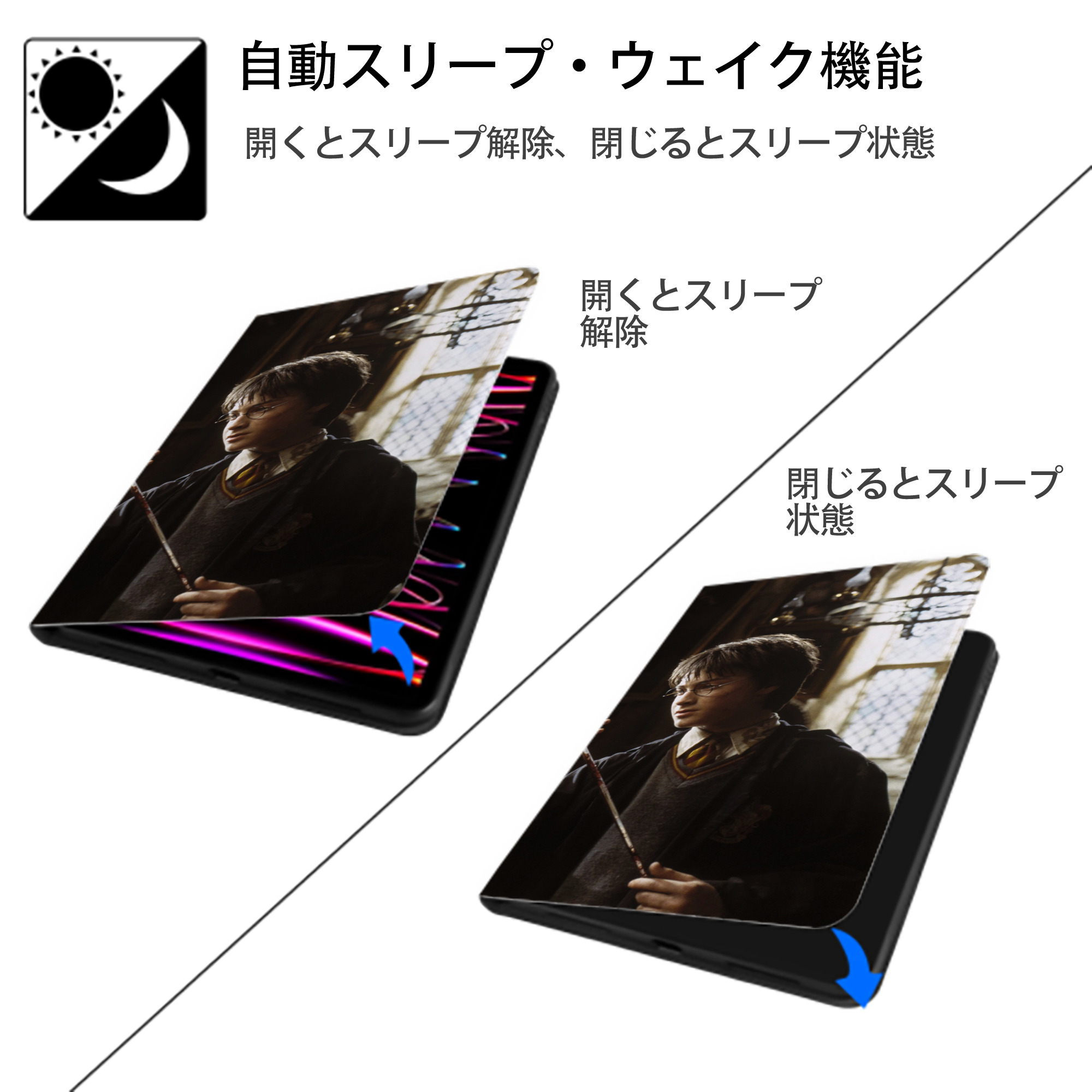 Harry Potter ハリー・ポッターシリーズ IPad ケース ブック型 PUレザー TPU 耐衝撃 軽量 薄型 ペン収納なし 全面保護 IPad 各モデル対応