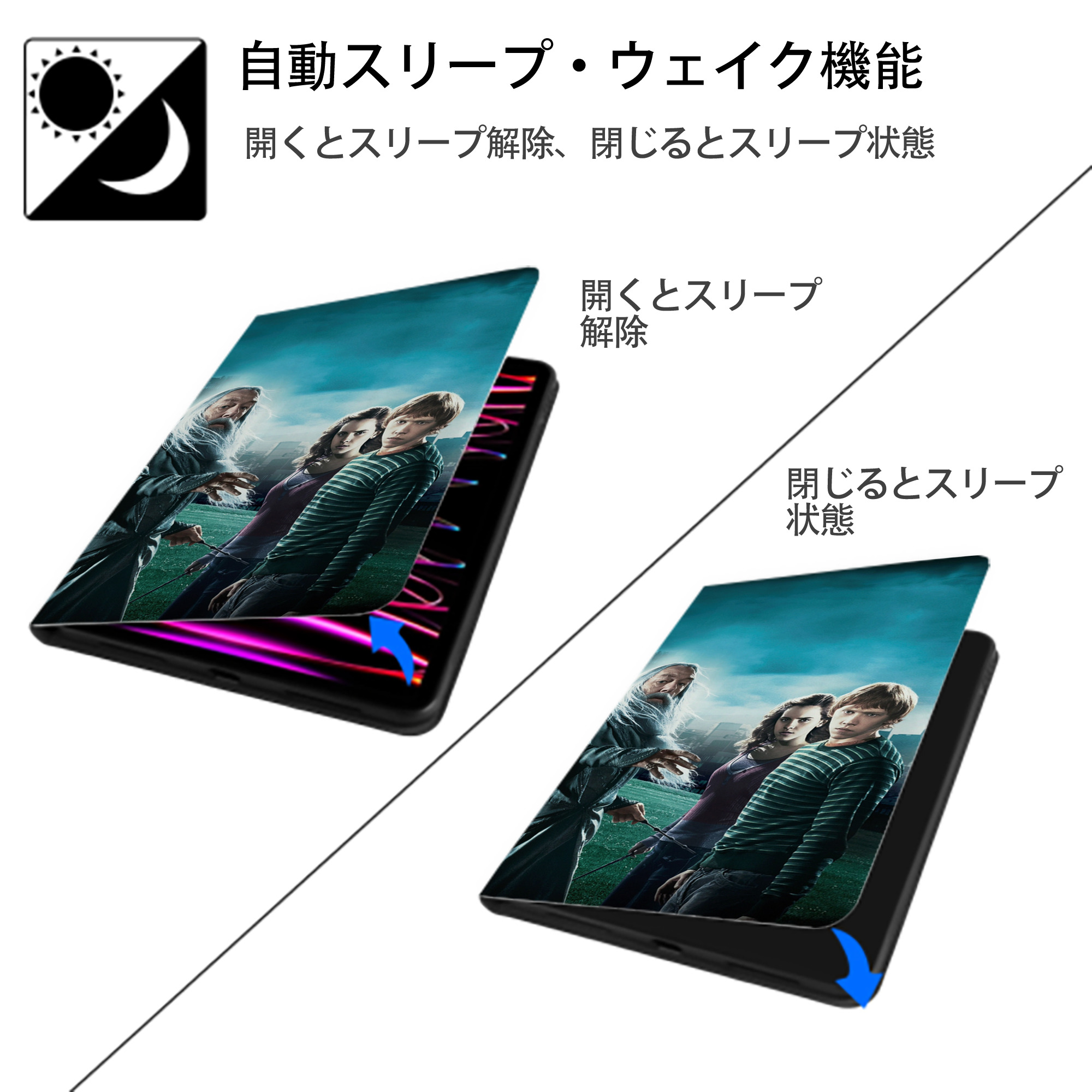 Harry Potter ハリー・ポッターシリーズ IPad ケース ブック型 PUレザー TPU 耐衝撃 軽量 薄型 ペン収納なし 全面保護 IPad 各モデル対応