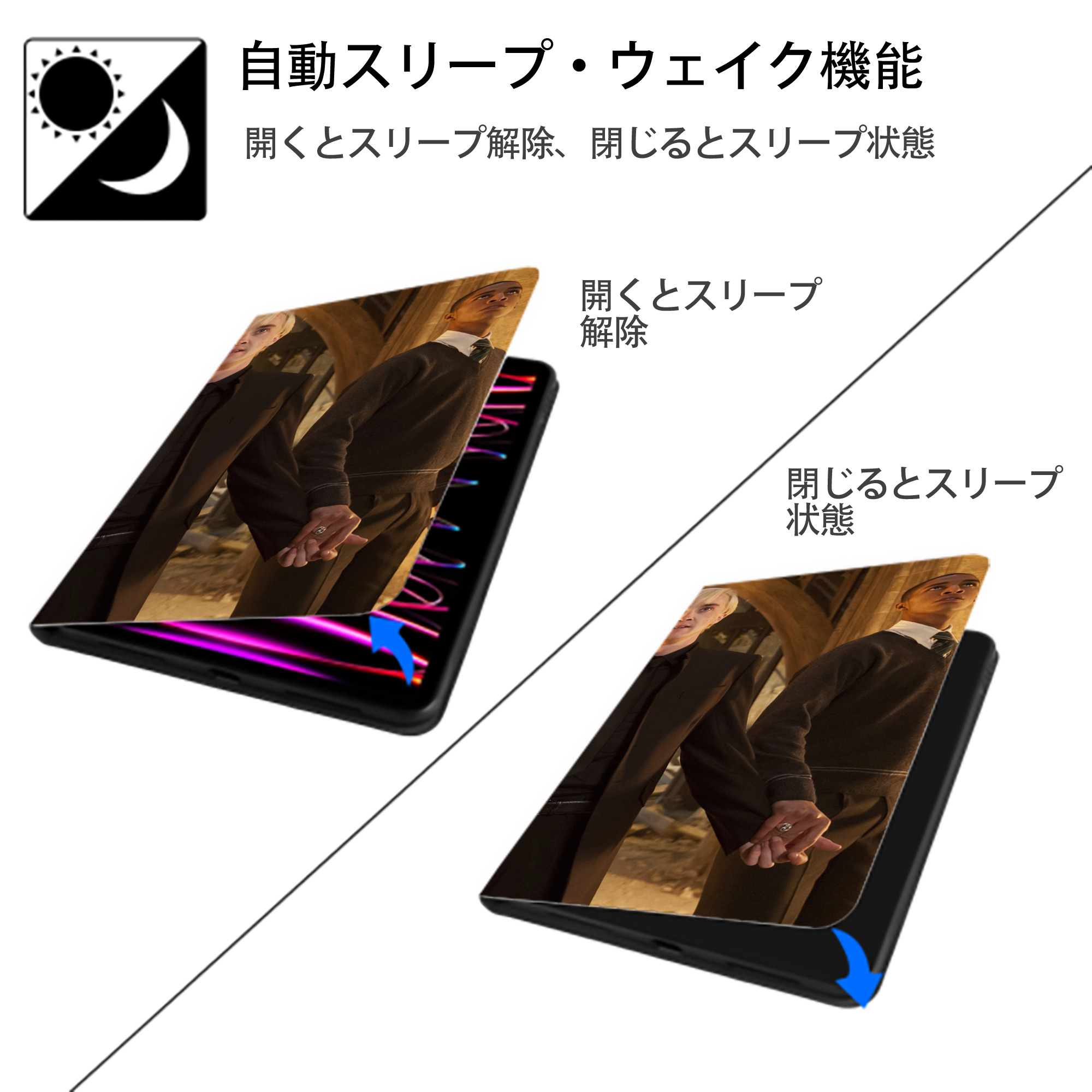 Harry Potter ハリー・ポッターシリーズ IPad ケース ブック型 PUレザー TPU 耐衝撃 軽量 薄型 ペン収納なし 全面保護 IPad 各モデル対応