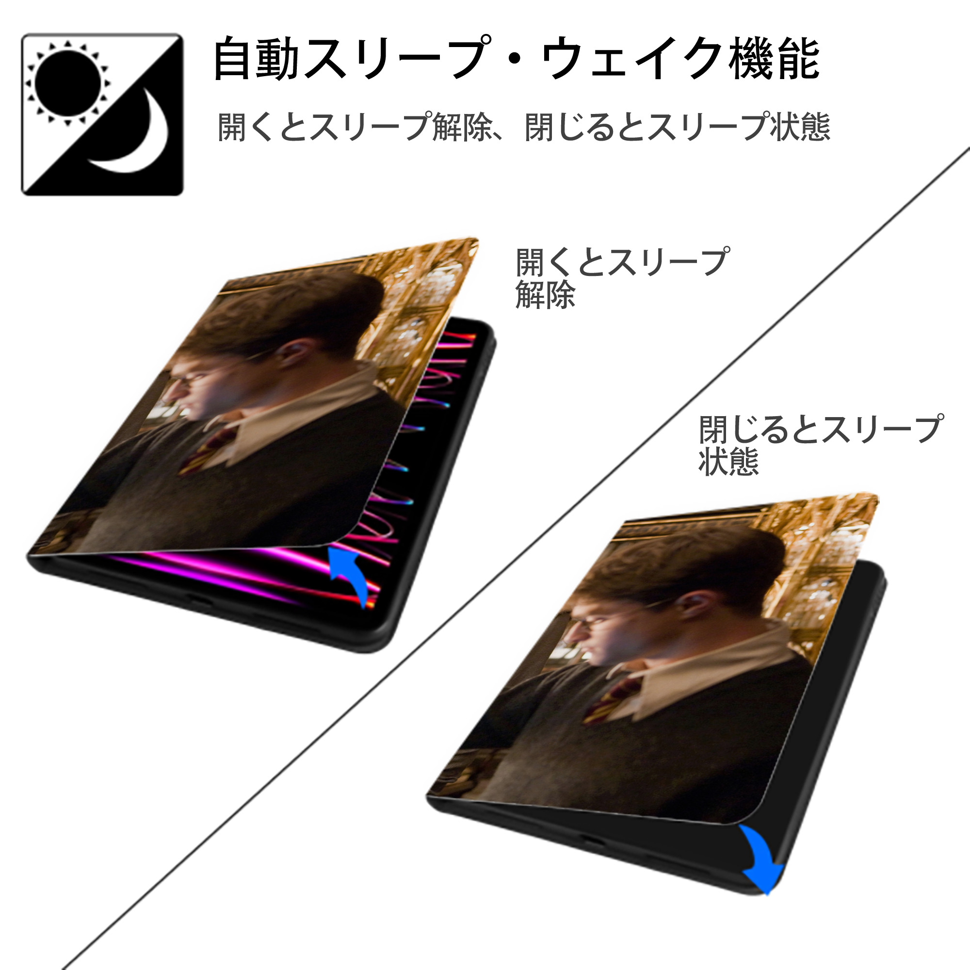 Harry Potter ハリー・ポッターシリーズ IPad ケース ブック型 PUレザー TPU 耐衝撃 軽量 薄型 ペン収納なし 全面保護 IPad 各モデル対応