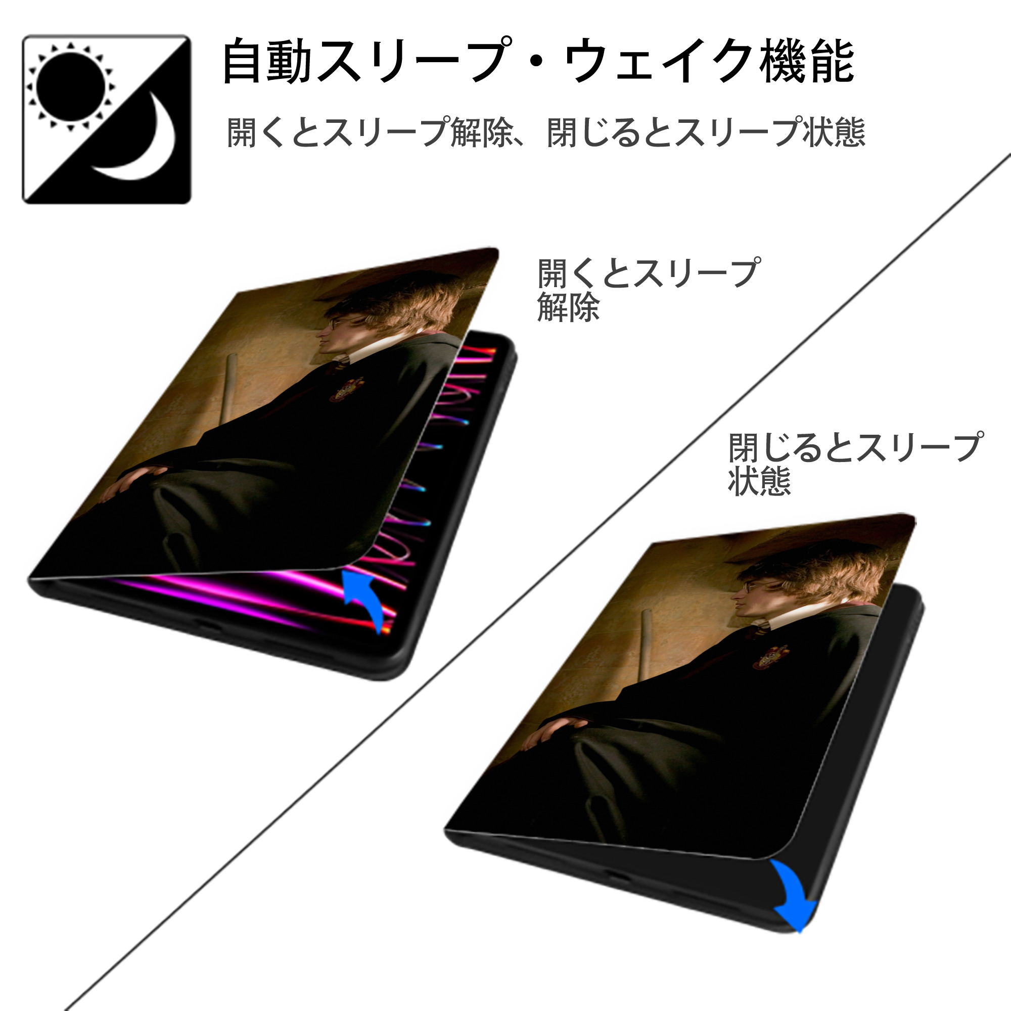 Harry Potter ハリー・ポッターシリーズ IPad ケース ブック型 PUレザー TPU 耐衝撃 軽量 薄型 ペン収納なし 全面保護 IPad 各モデル対応