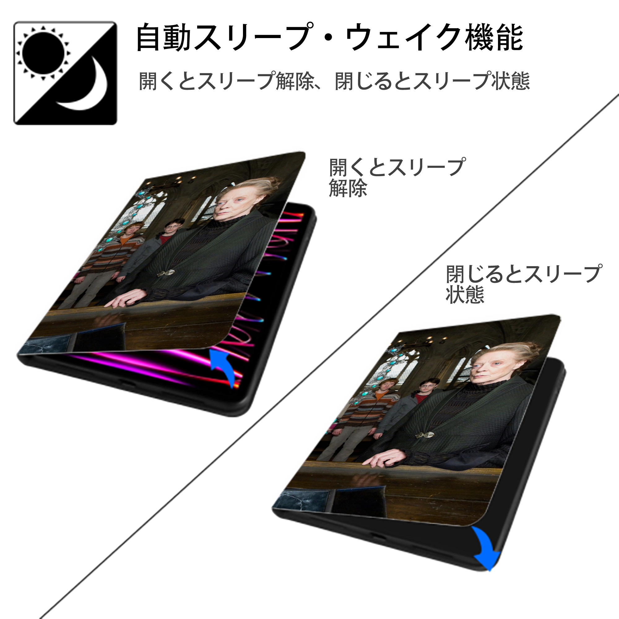 Harry Potter ハリー・ポッターシリーズ IPad ケース ブック型 PUレザー TPU 耐衝撃 軽量 薄型 ペン収納なし 全面保護 IPad 各モデル対応