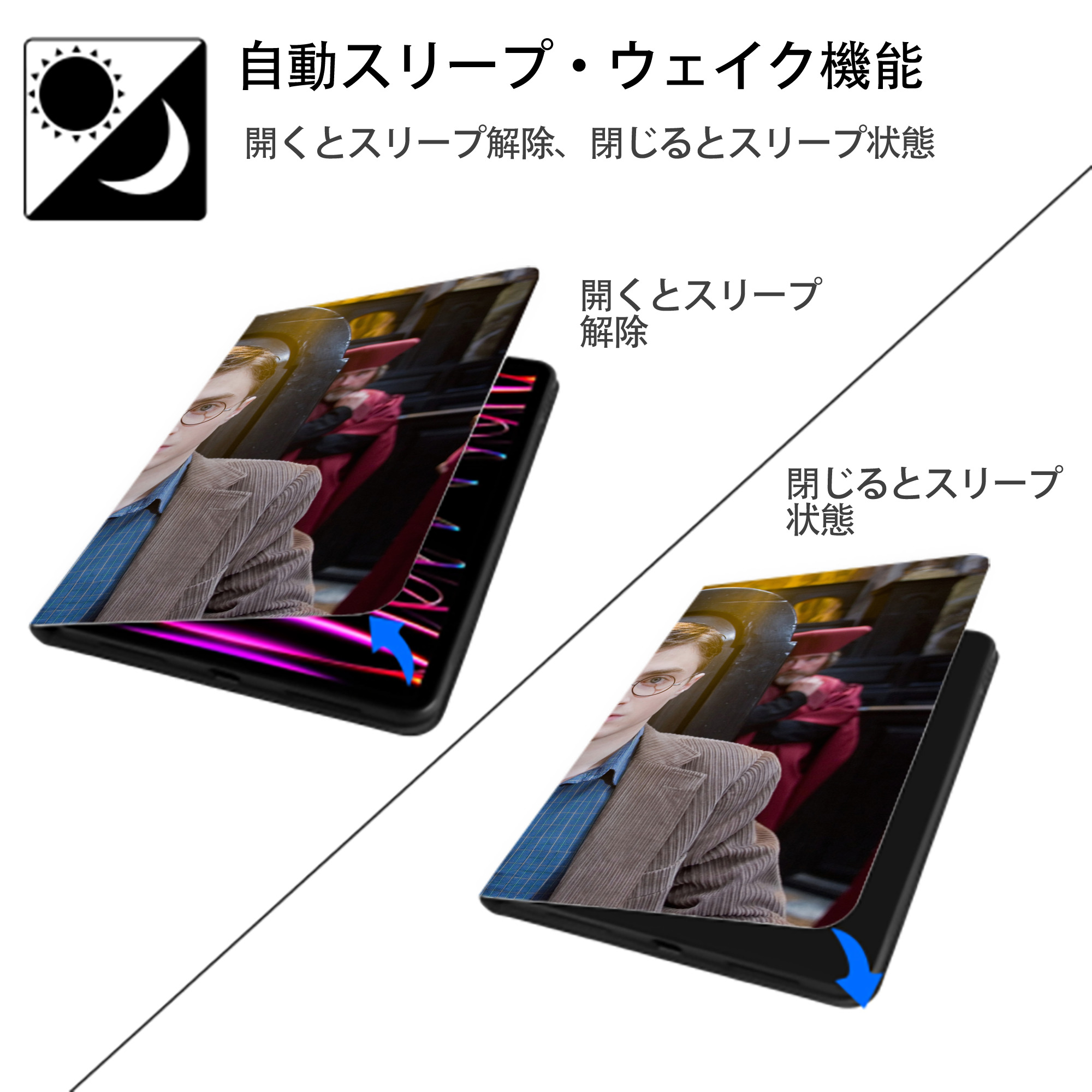 Harry Potter ハリー・ポッターシリーズ IPad ケース ブック型 PUレザー TPU 耐衝撃 軽量 薄型 ペン収納なし 全面保護 IPad 各モデル対応