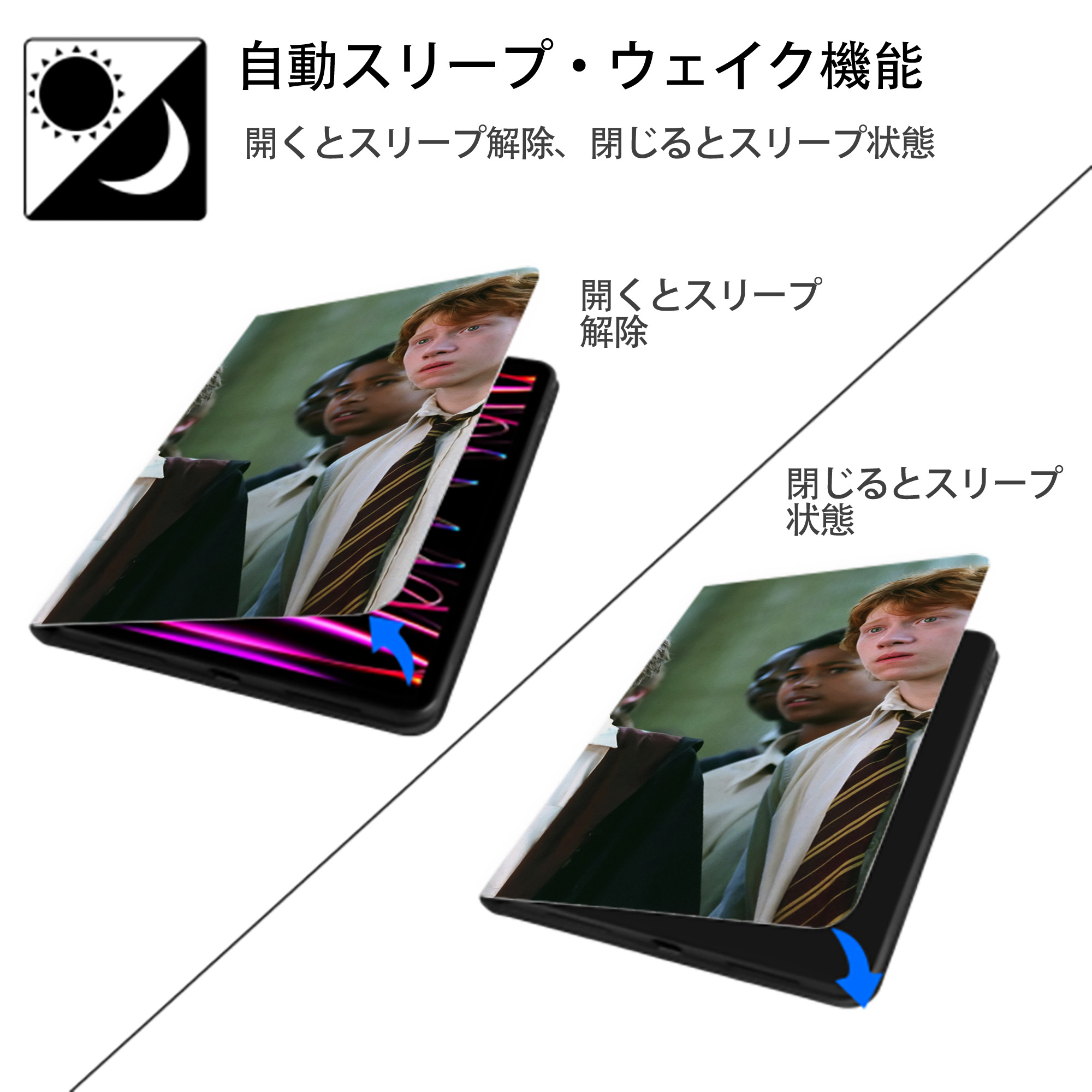 Harry Potter ハリー・ポッターシリーズ IPad ケース ブック型 PUレザー TPU 耐衝撃 軽量 薄型 ペン収納なし 全面保護 IPad 各モデル対応