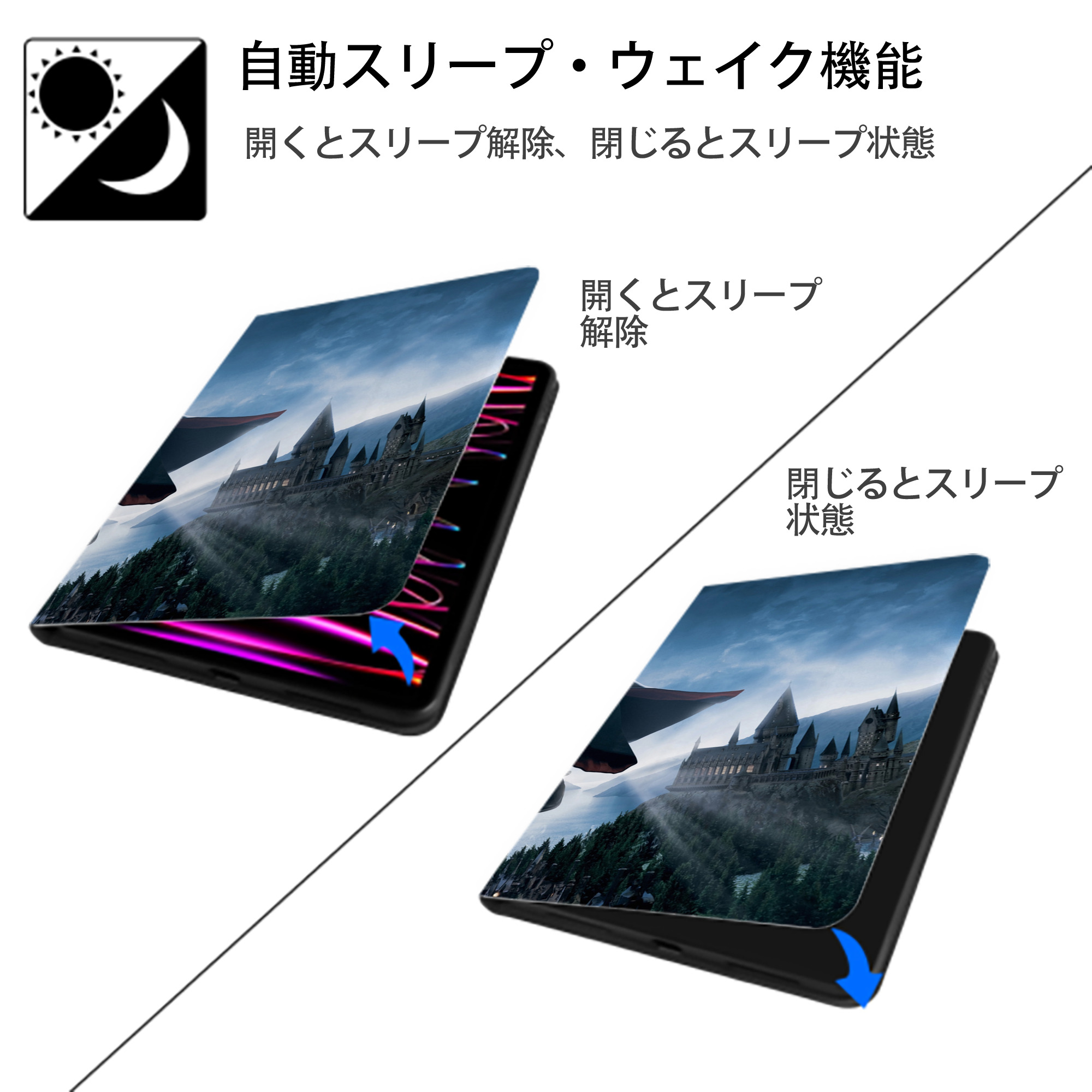 Harry Potter ハリー・ポッターシリーズ IPad ケース ブック型 PUレザー TPU 耐衝撃 軽量 薄型 ペン収納なし 全面保護 IPad 各モデル対応