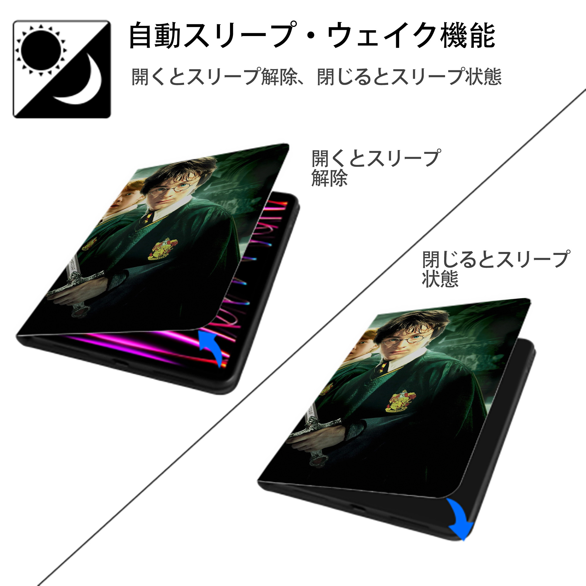 Harry Potter ハリー・ポッターシリーズ IPad ケース ブック型 PUレザー TPU 耐衝撃 軽量 薄型 ペン収納なし 全面保護 IPad 各モデル対応