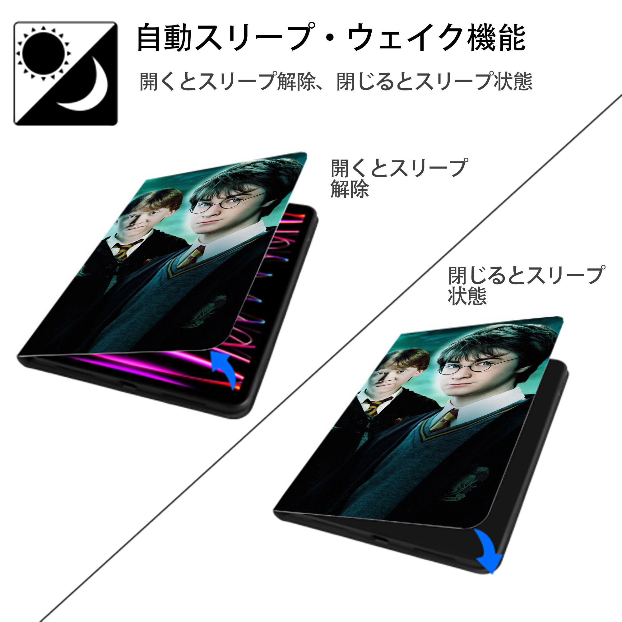Harry Potter ハリー・ポッターシリーズ IPad ケース ブック型 PUレザー TPU 耐衝撃 軽量 薄型 ペン収納なし 全面保護 IPad 各モデル対応