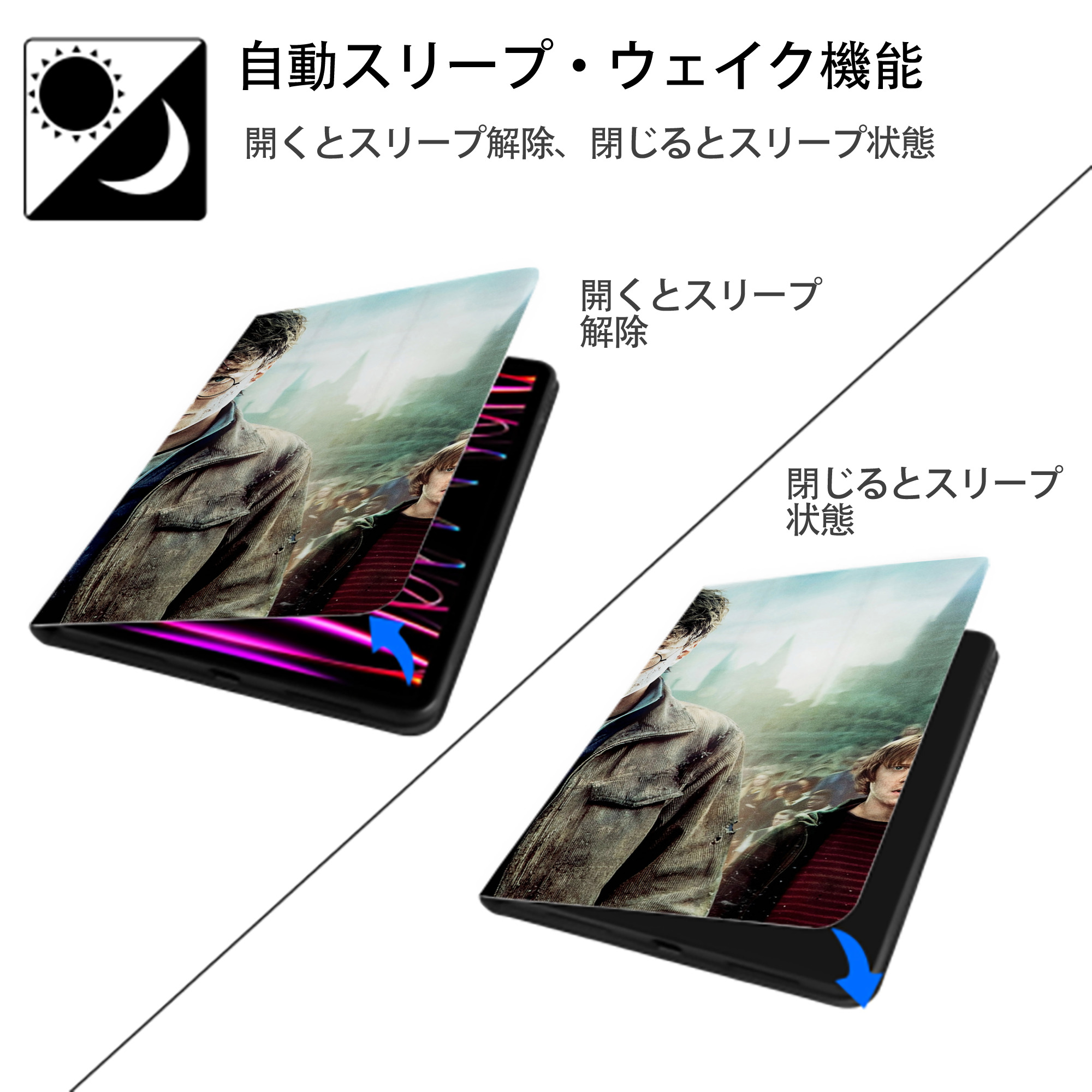 Harry Potter ハリー・ポッターシリーズ IPad ケース ブック型 PUレザー TPU 耐衝撃 軽量 薄型 ペン収納なし 全面保護 IPad 各モデル対応