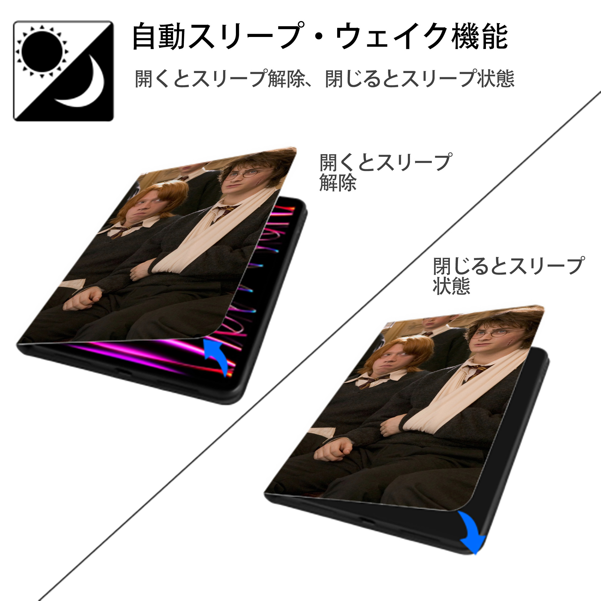 Harry Potter ハリー・ポッターシリーズ IPad ケース ブック型 PUレザー TPU 耐衝撃 軽量 薄型 ペン収納なし 全面保護 IPad 各モデル対応