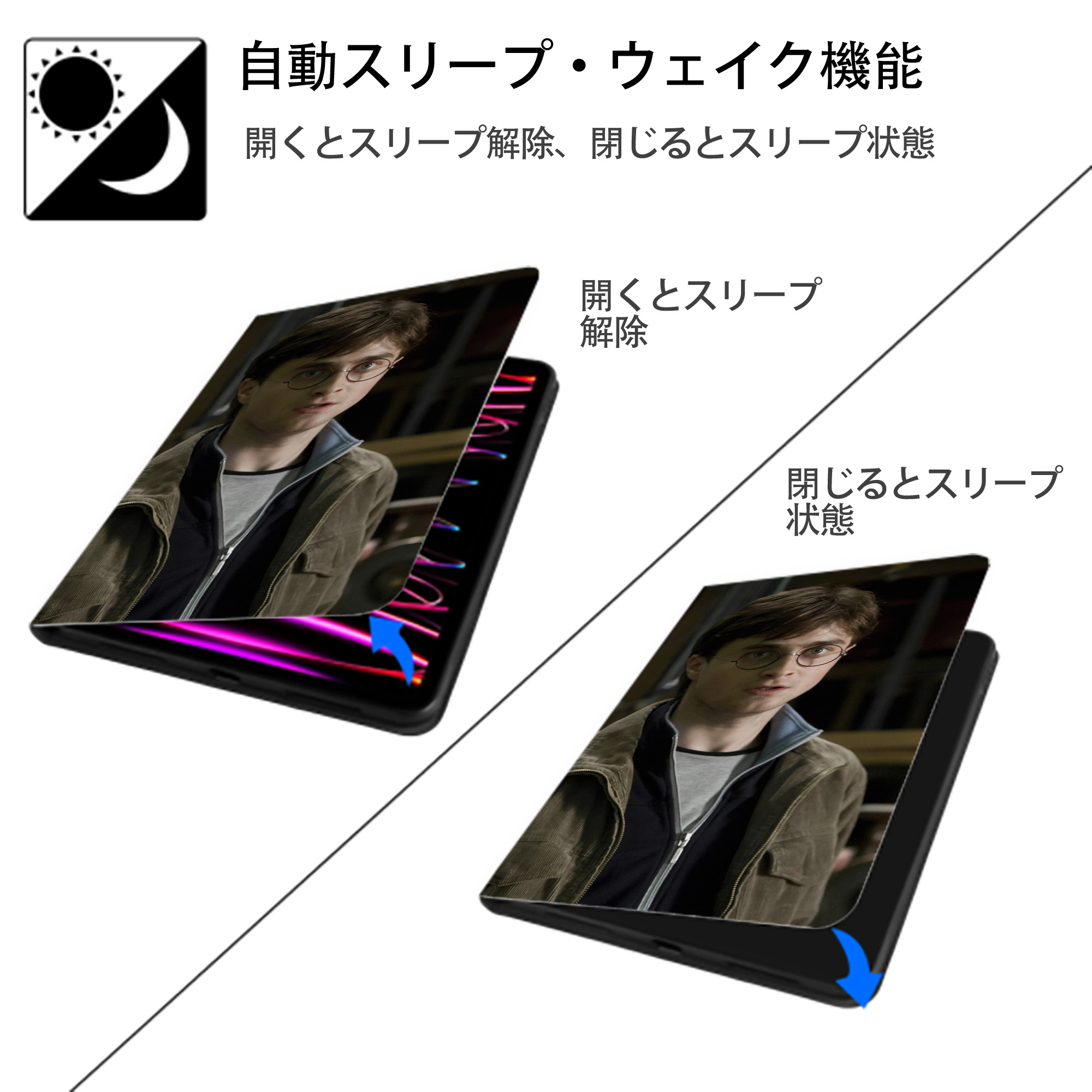 Harry Potter ハリー・ポッターシリーズ IPad ケース ブック型 PUレザー TPU 耐衝撃 軽量 薄型 ペン収納なし 全面保護 IPad 各モデル対応