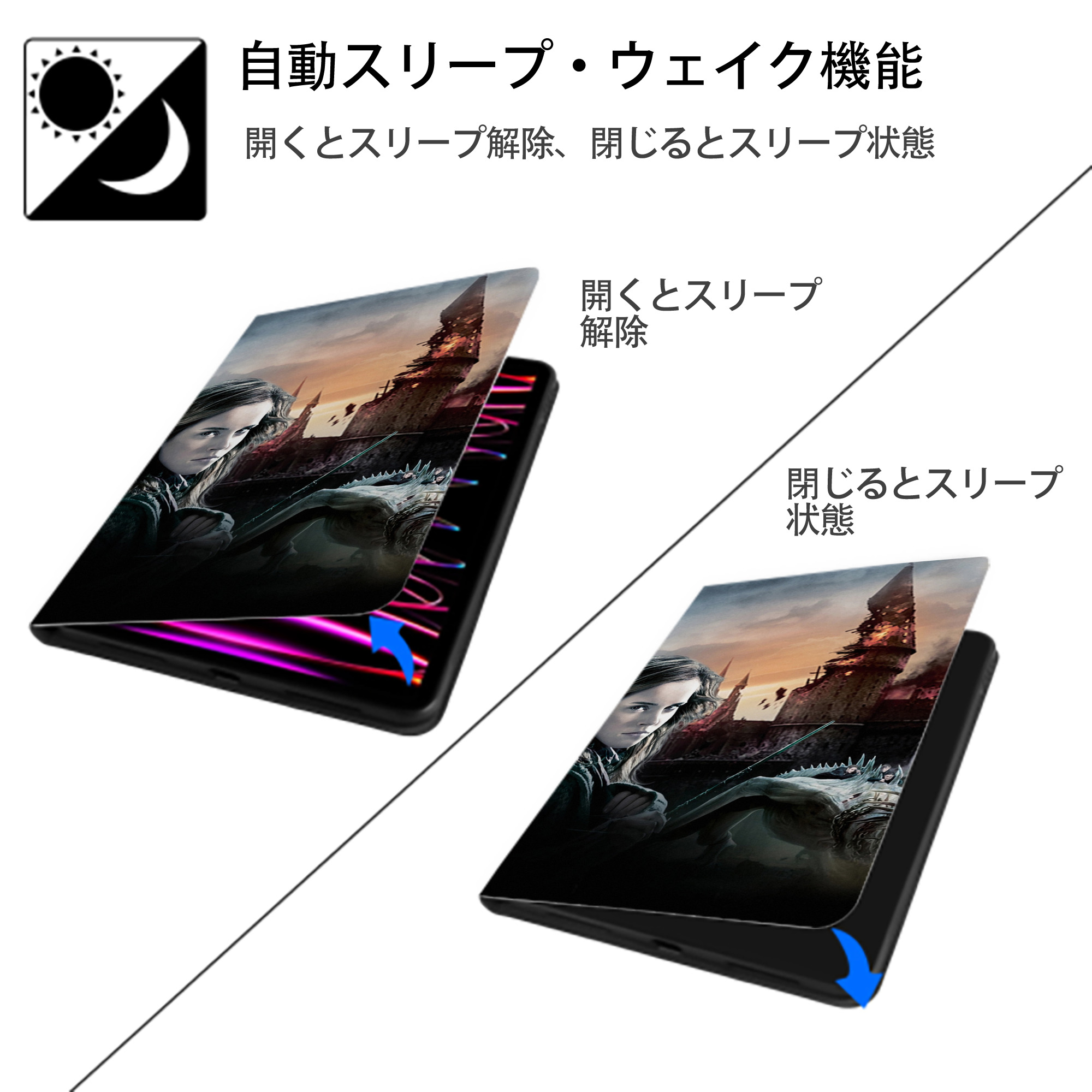 Harry Potter ハリー・ポッターシリーズ IPad ケース ブック型 PUレザー TPU 耐衝撃 軽量 薄型 ペン収納なし 全面保護 IPad 各モデル対応