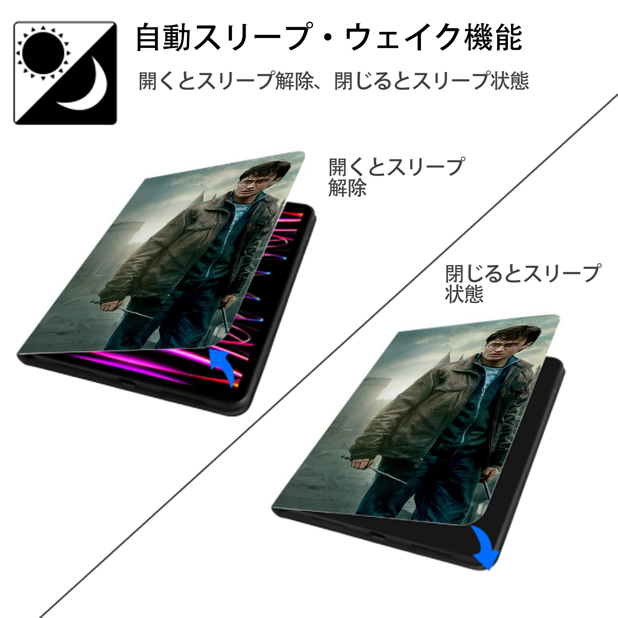 Harry Potter ハリー・ポッターシリーズ IPad ケース ブック型 PUレザー TPU 耐衝撃 軽量 薄型 ペン収納なし 全面保護 IPad 各モデル対応