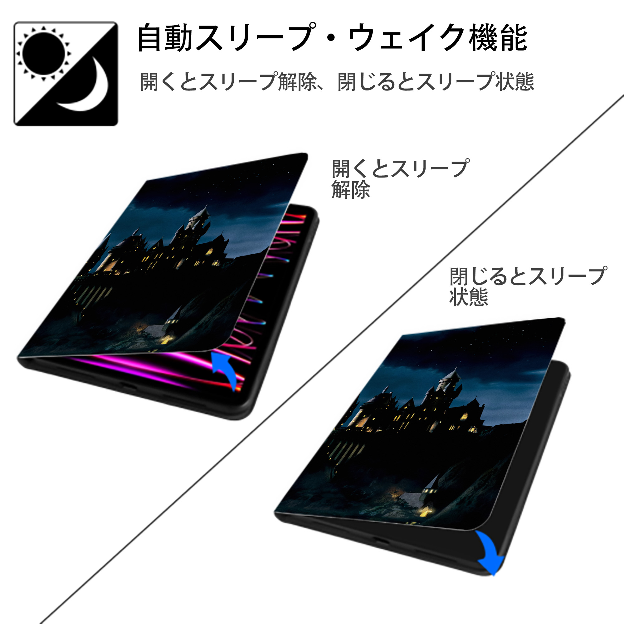 Harry Potter ハリー・ポッターシリーズ IPad ケース ブック型 PUレザー TPU 耐衝撃 軽量 薄型 ペン収納なし 全面保護 IPad 各モデル対応