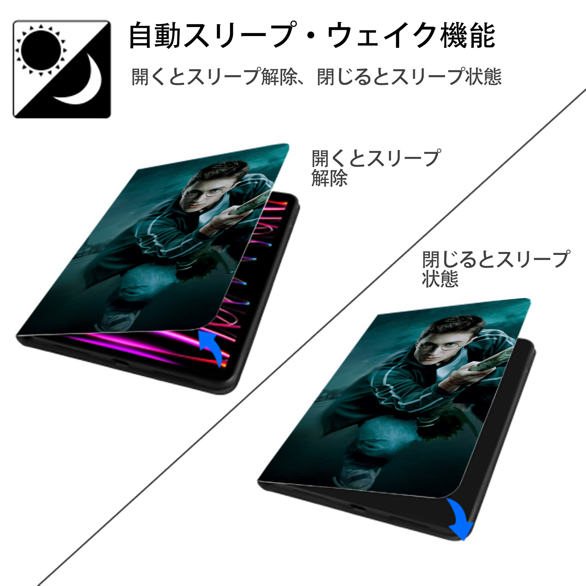 Harry Potter ハリー・ポッターシリーズ IPad ケース ブック型 PUレザー TPU 耐衝撃 軽量 薄型 ペン収納なし 全面保護 IPad 各モデル対応