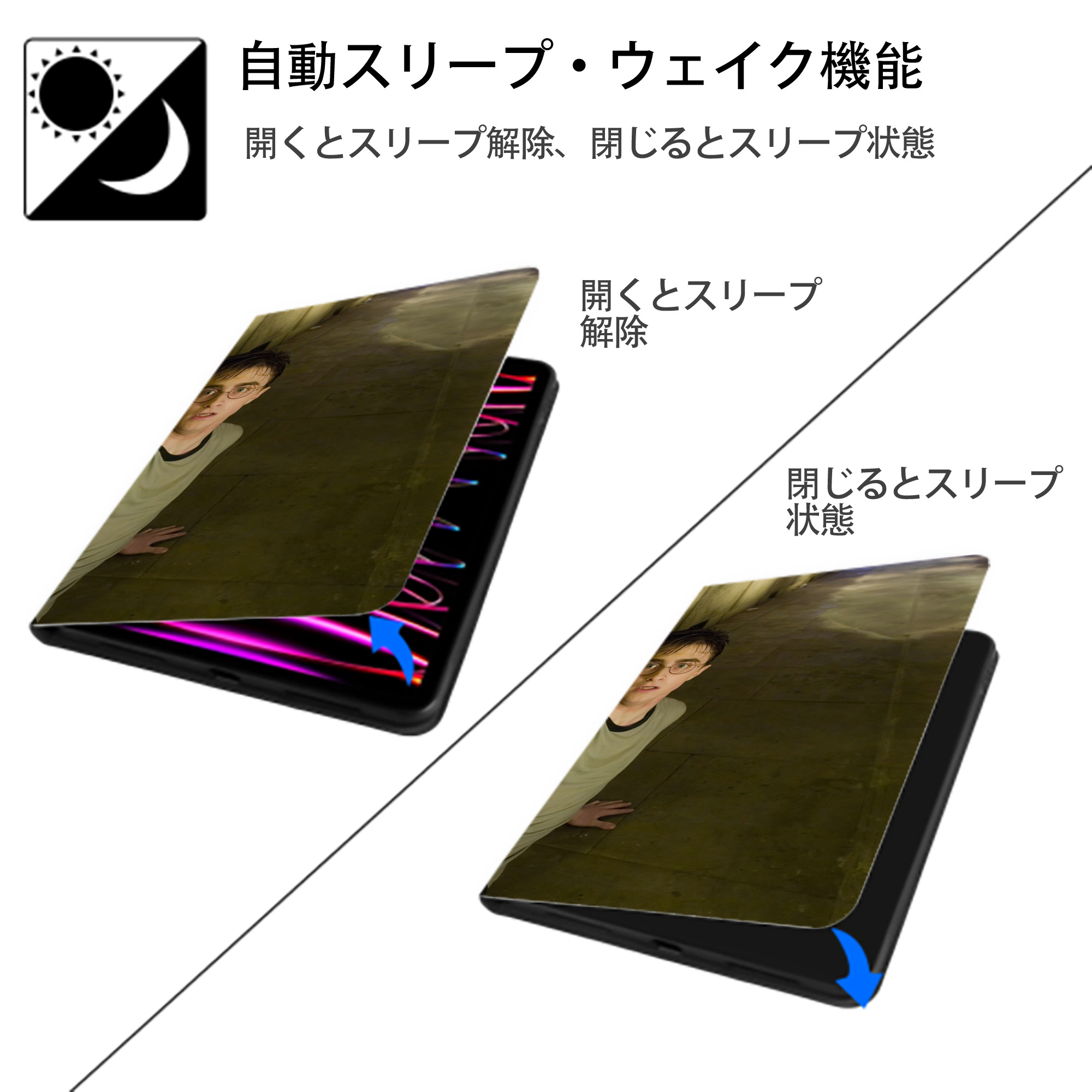 Harry Potter ハリー・ポッターシリーズ IPad ケース ブック型 PUレザー TPU 耐衝撃 軽量 薄型 ペン収納なし 全面保護 IPad 各モデル対応