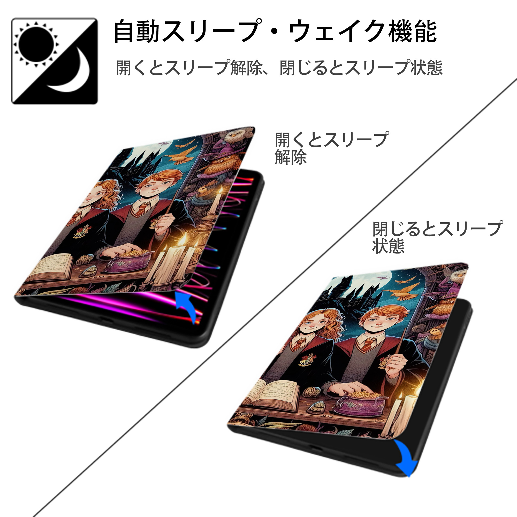Harry Potter ハリー・ポッターシリーズ IPad ケース ブック型 PUレザー TPU 耐衝撃 軽量 薄型 ペン収納なし 全面保護 IPad 各モデル対応