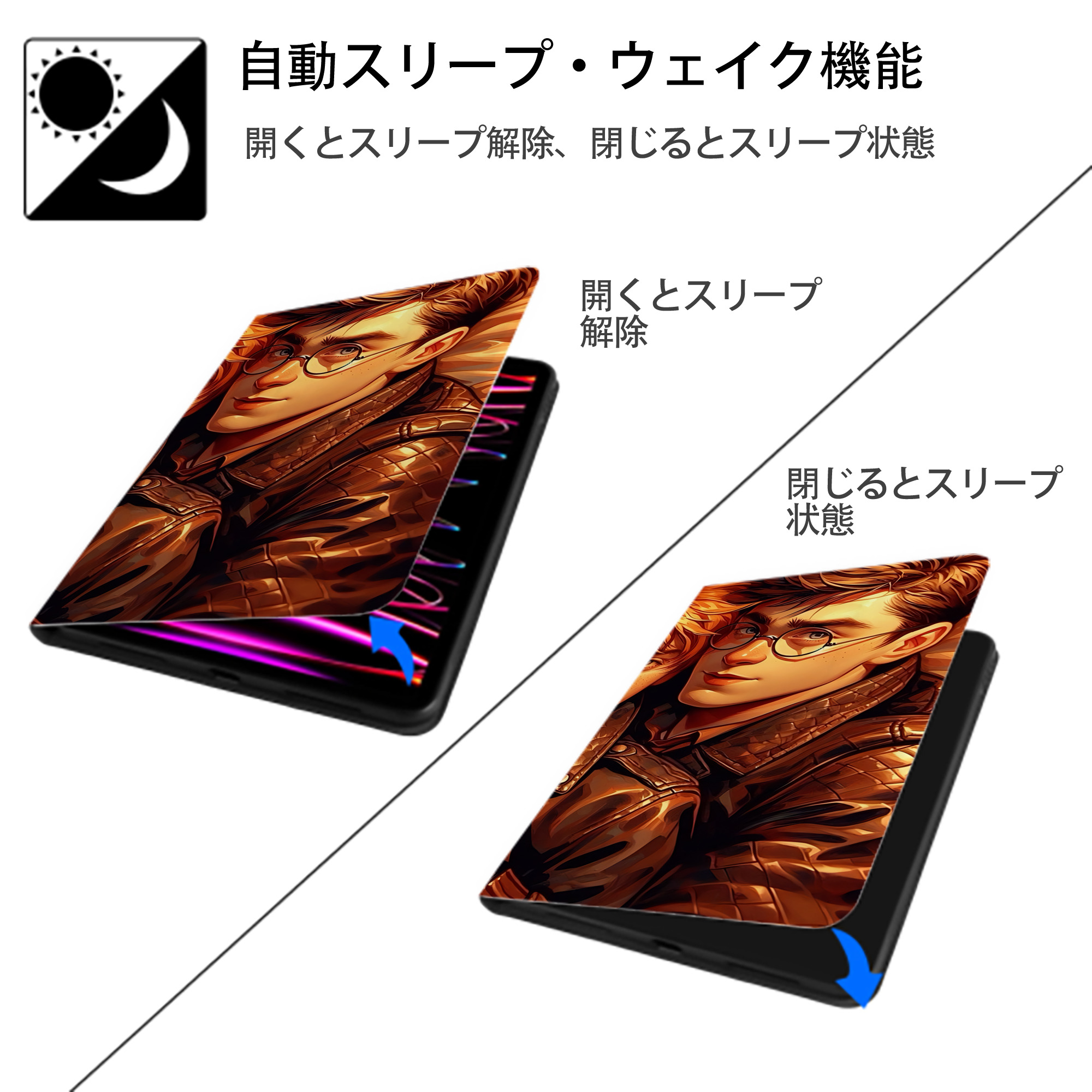 Harry Potter ハリー・ポッターシリーズ IPad ケース ブック型 PUレザー TPU 耐衝撃 軽量 薄型 ペン収納なし 全面保護 IPad 各モデル対応