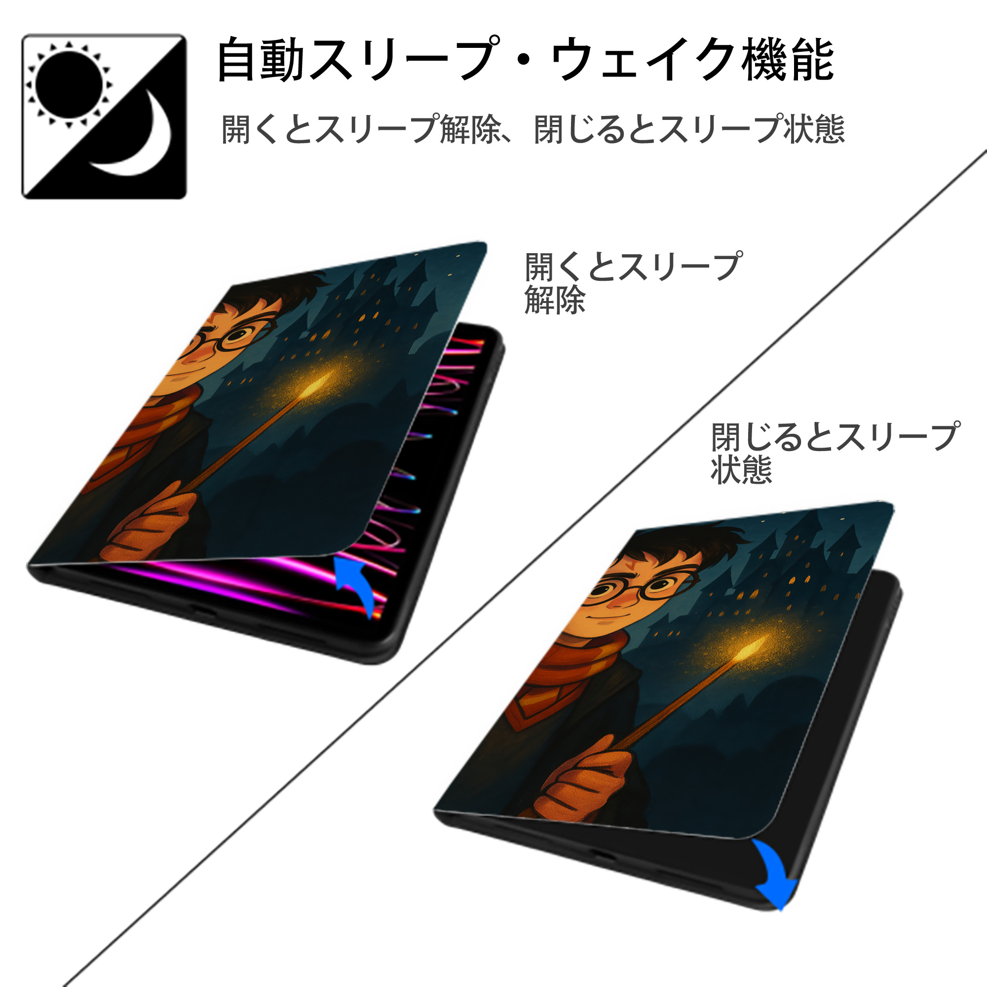 Harry Potter ハリー・ポッターシリーズ IPad ケース ブック型 PUレザー TPU 耐衝撃 軽量 薄型 ペン収納なし 全面保護 IPad 各モデル対応