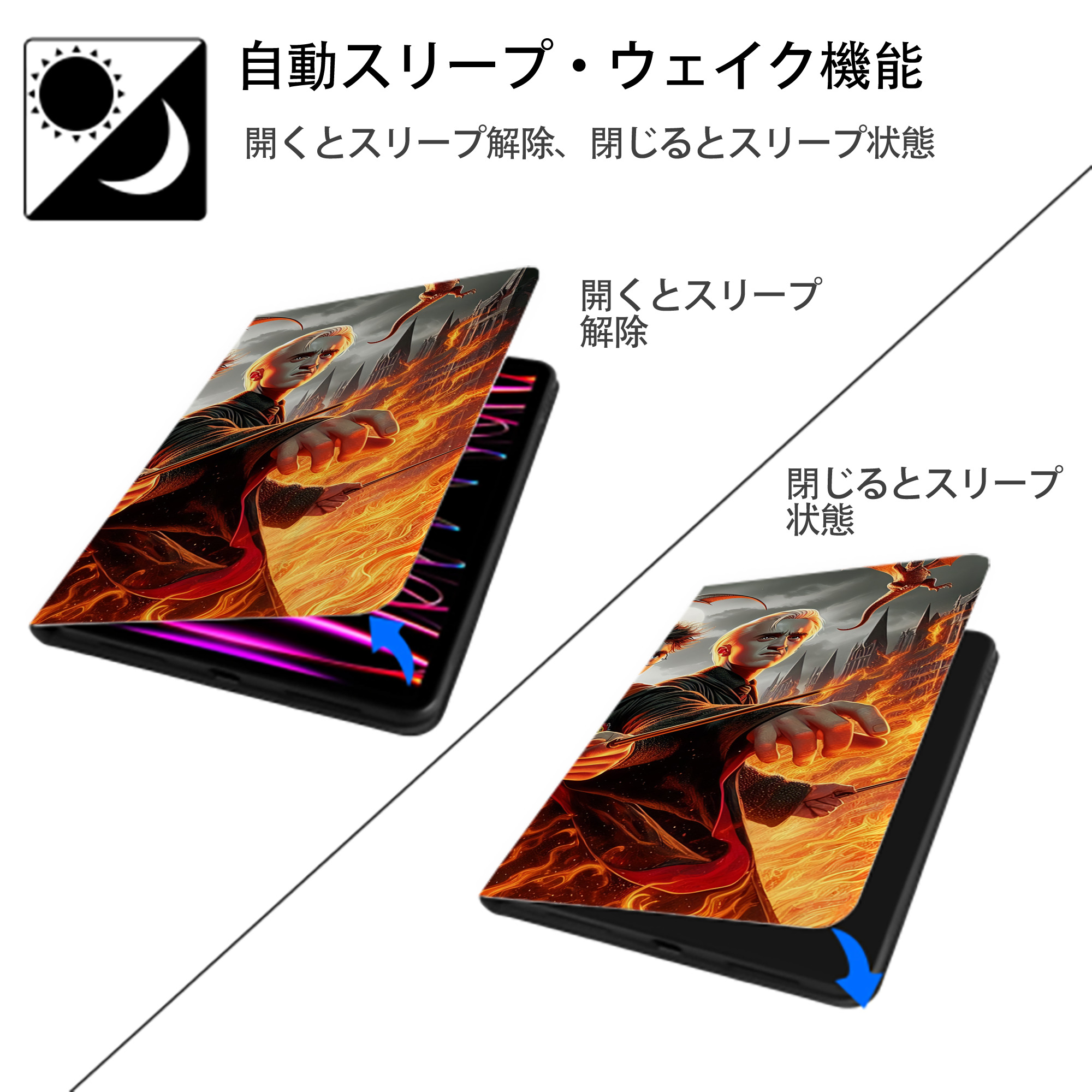 Harry Potter ハリー・ポッターシリーズ IPad ケース ブック型 PUレザー TPU 耐衝撃 軽量 薄型 ペン収納なし 全面保護 IPad 各モデル対応