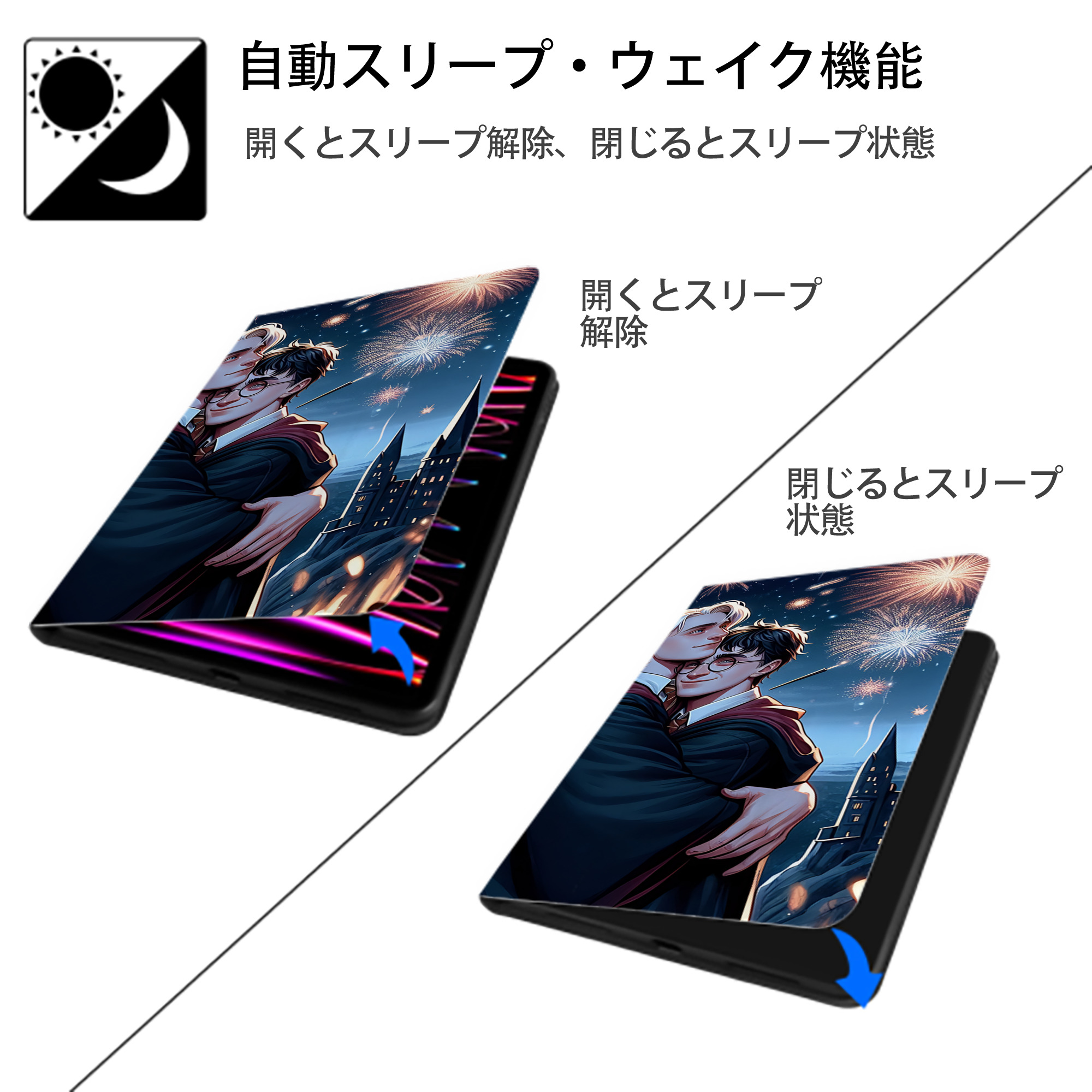 Harry Potter ハリー・ポッターシリーズ IPad ケース ブック型 PUレザー TPU 耐衝撃 軽量 薄型 ペン収納なし 全面保護 IPad 各モデル対応