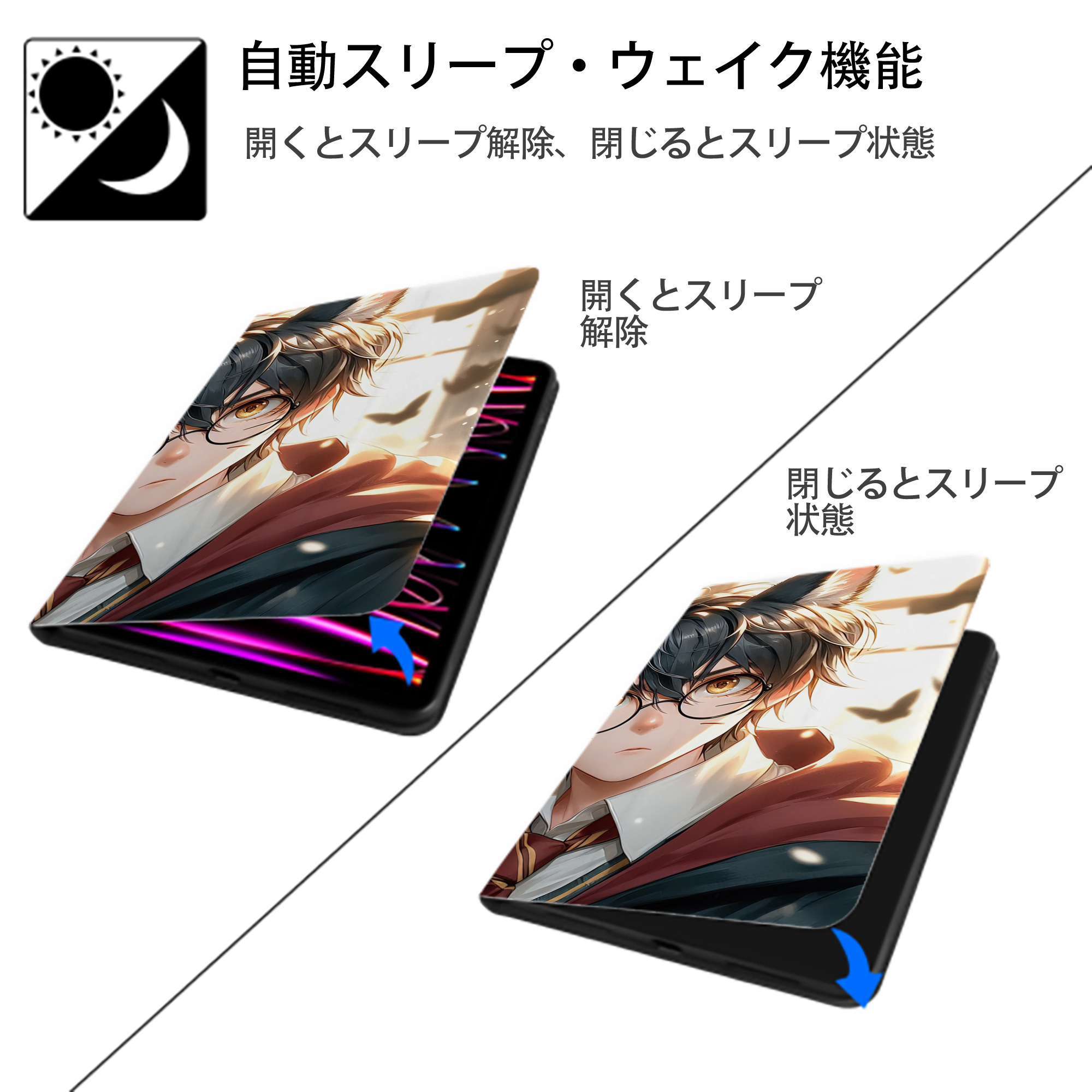 Harry Potter ハリー・ポッターシリーズ IPad ケース ブック型 PUレザー TPU 耐衝撃 軽量 薄型 ペン収納なし 全面保護 IPad 各モデル対応
