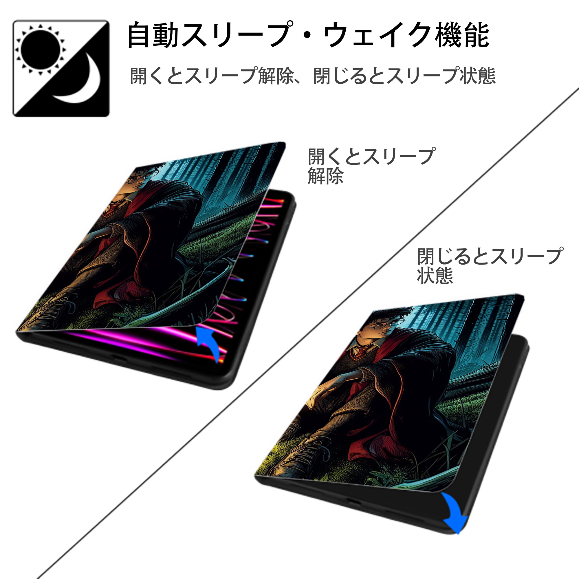 Harry Potter ハリー・ポッターシリーズ IPad ケース ブック型 PUレザー TPU 耐衝撃 軽量 薄型 ペン収納なし 全面保護 IPad 各モデル対応