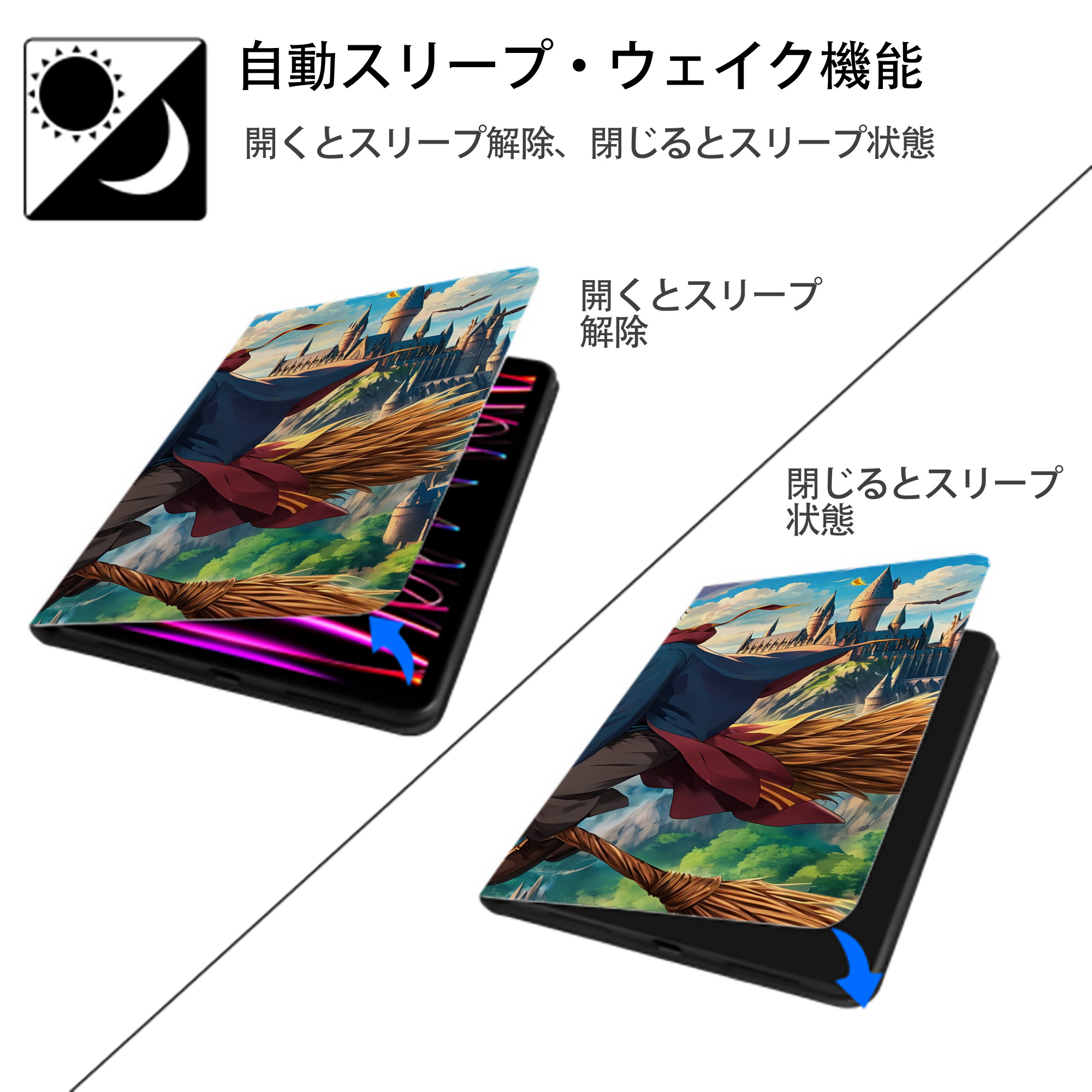 Harry Potter ハリー・ポッターシリーズ IPad ケース ブック型 PUレザー TPU 耐衝撃 軽量 薄型 ペン収納なし 全面保護 IPad 各モデル対応