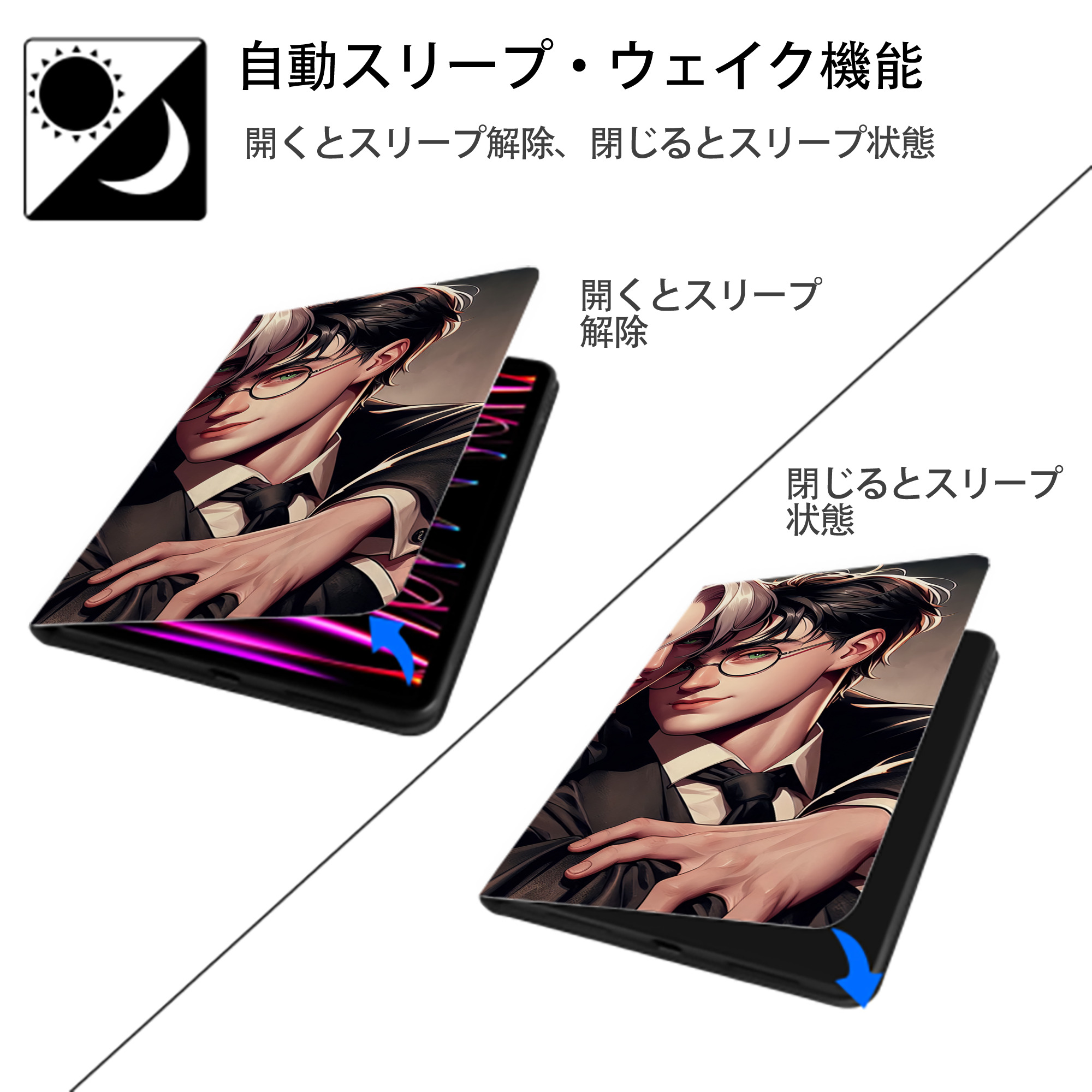 Harry Potter ハリー・ポッターシリーズ IPad ケース ブック型 PUレザー TPU 耐衝撃 軽量 薄型 ペン収納なし 全面保護 IPad 各モデル対応
