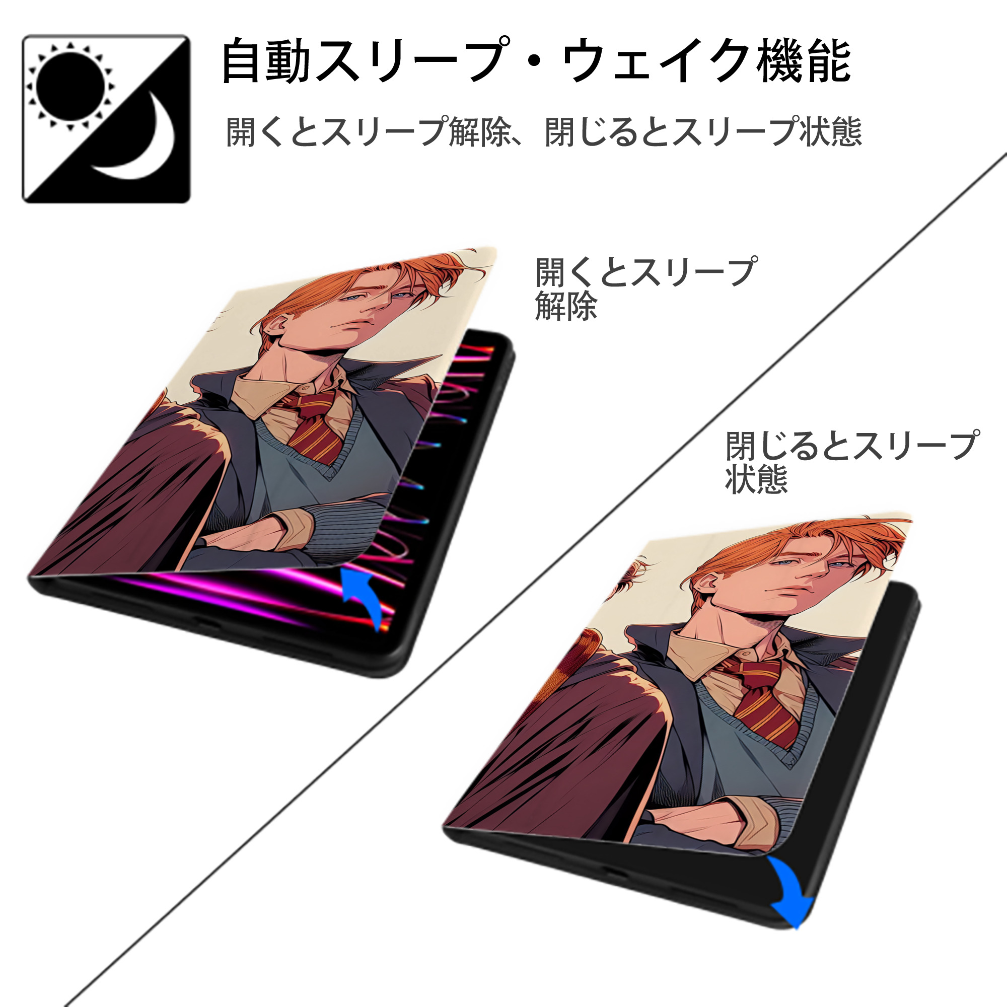 Harry Potter ハリー・ポッターシリーズ IPad ケース ブック型 PUレザー TPU 耐衝撃 軽量 薄型 ペン収納なし 全面保護 IPad 各モデル対応