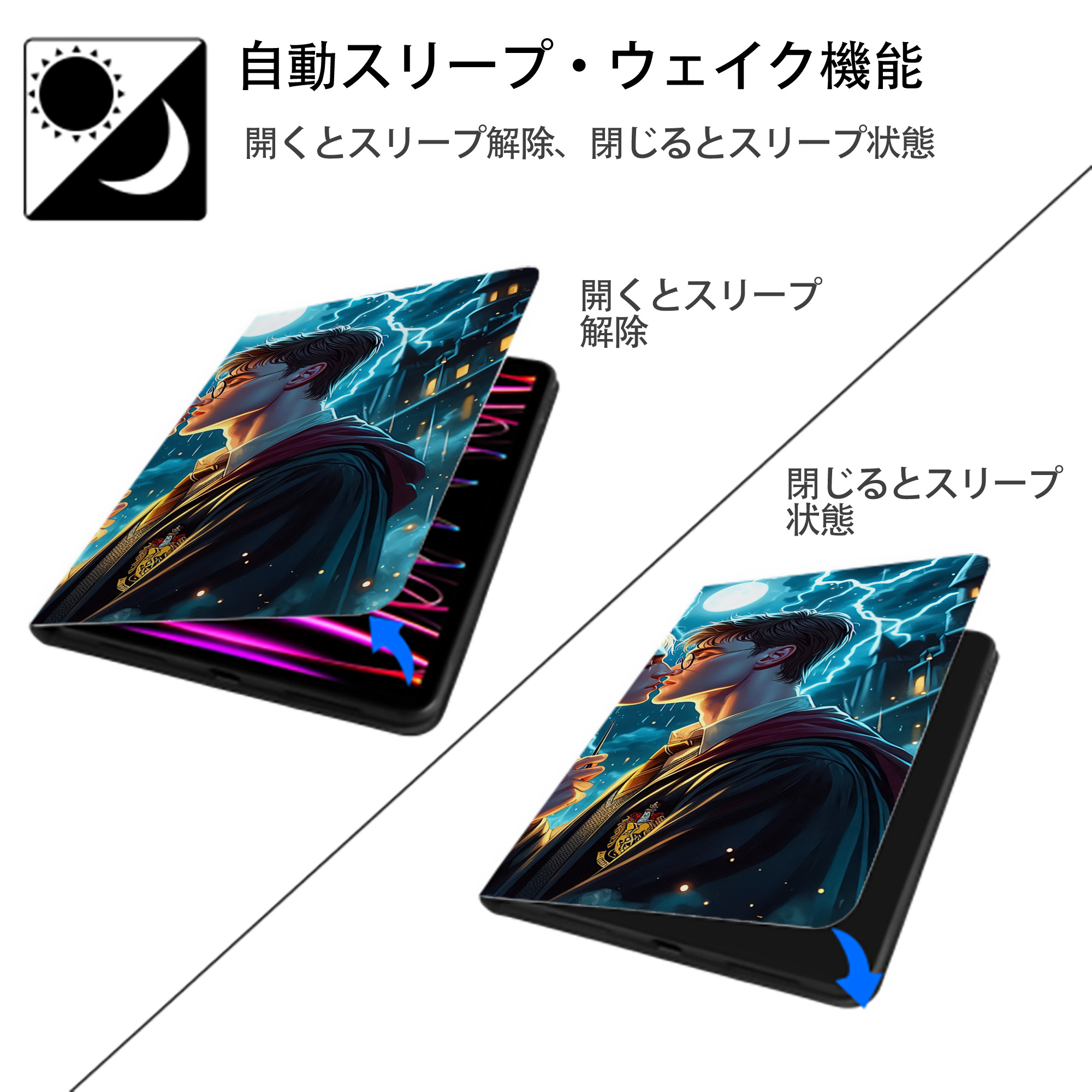Harry Potter ハリー・ポッターシリーズ IPad ケース ブック型 PUレザー TPU 耐衝撃 軽量 薄型 ペン収納なし 全面保護 IPad 各モデル対応