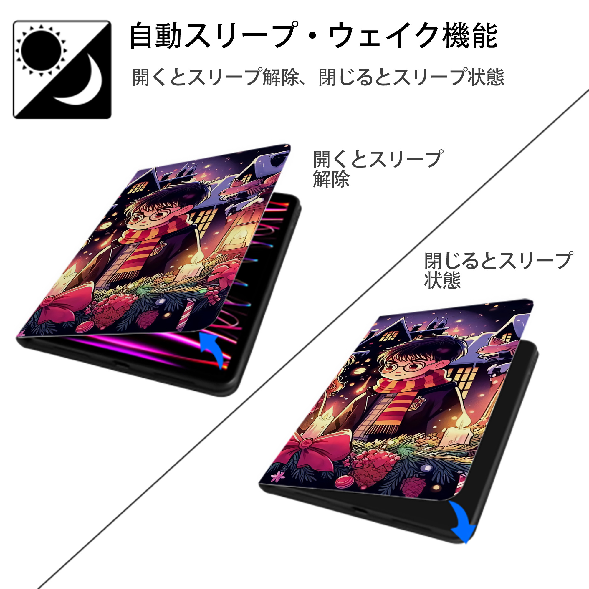 Harry Potter ハリー・ポッターシリーズ IPad ケース ブック型 PUレザー TPU 耐衝撃 軽量 薄型 ペン収納なし 全面保護 IPad 各モデル対応