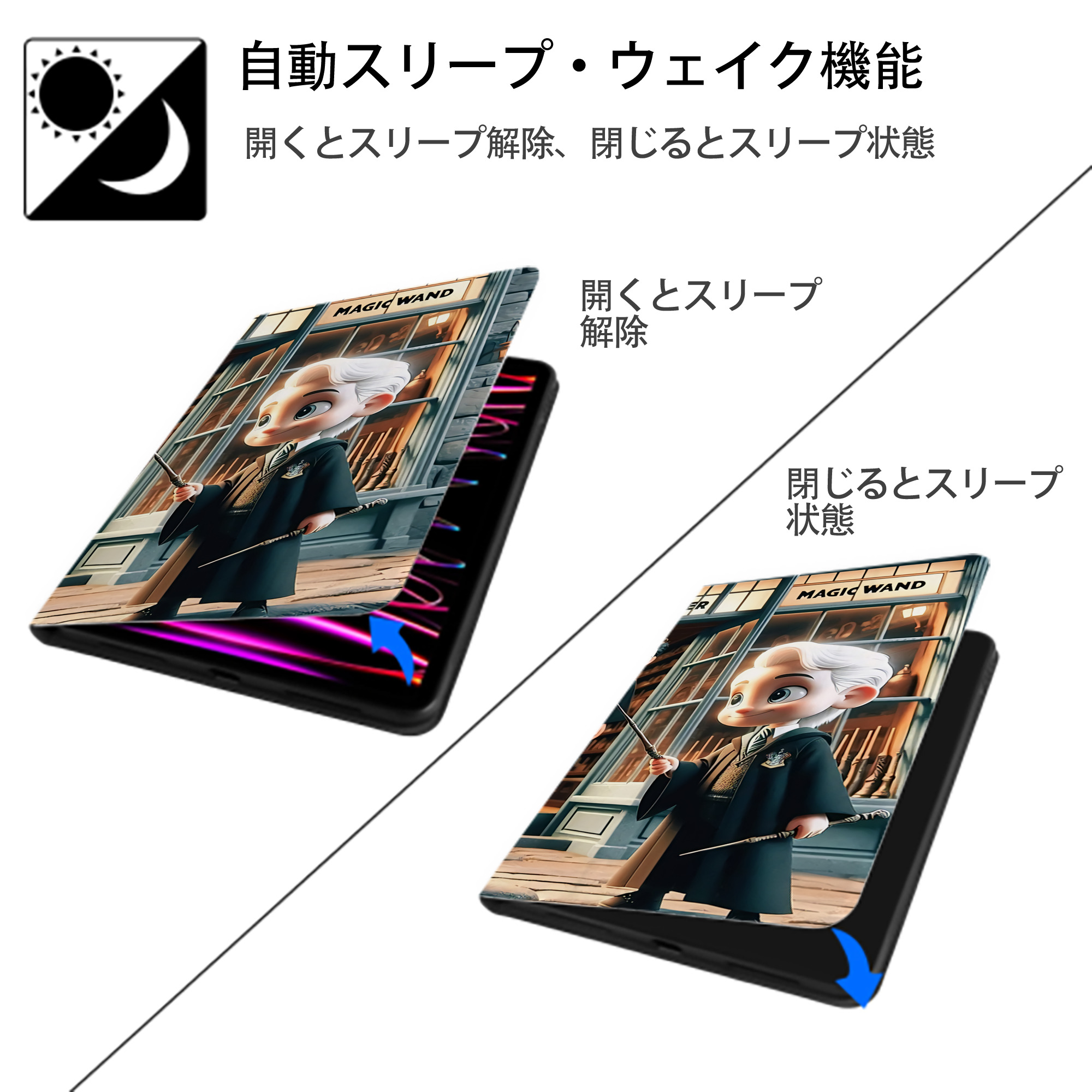 Harry Potter ハリー・ポッターシリーズ IPad ケース ブック型 PUレザー TPU 耐衝撃 軽量 薄型 ペン収納なし 全面保護 IPad 各モデル対応