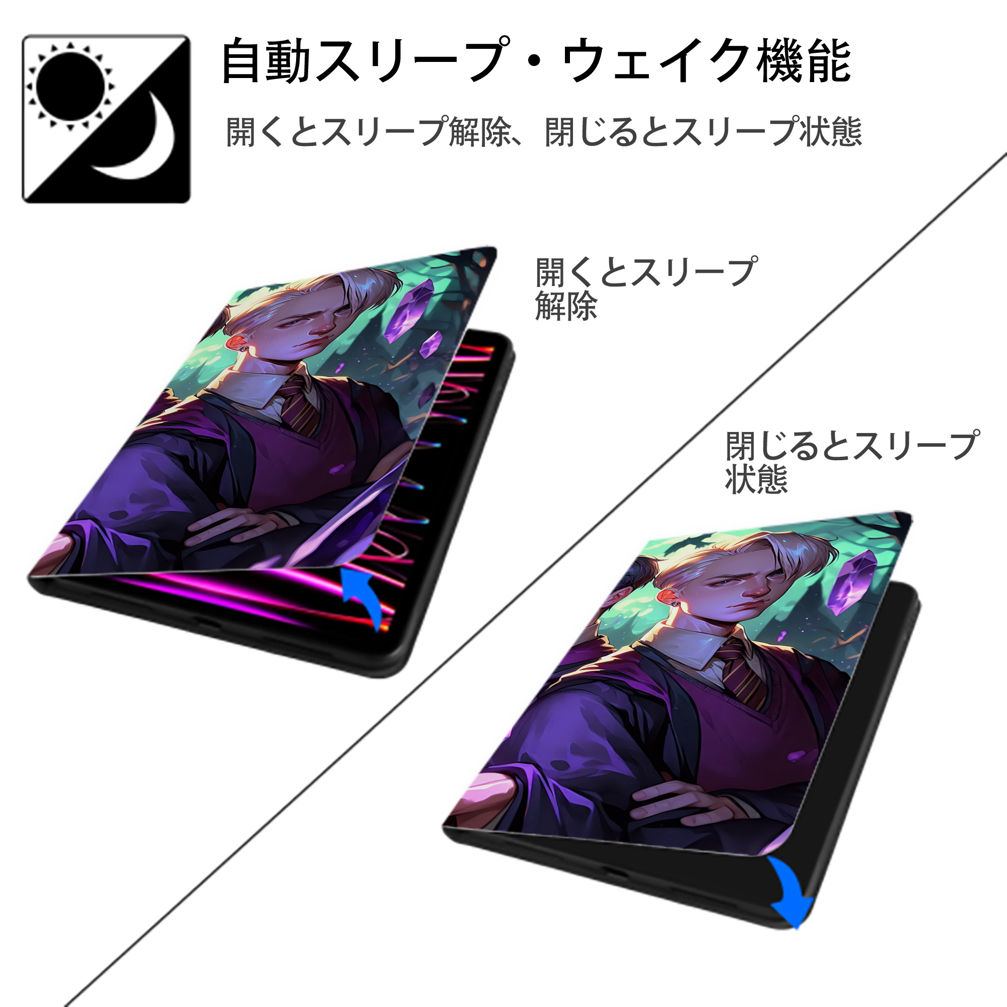 Harry Potter ハリー・ポッターシリーズ IPad ケース ブック型 PUレザー TPU 耐衝撃 軽量 薄型 ペン収納なし 全面保護 IPad 各モデル対応