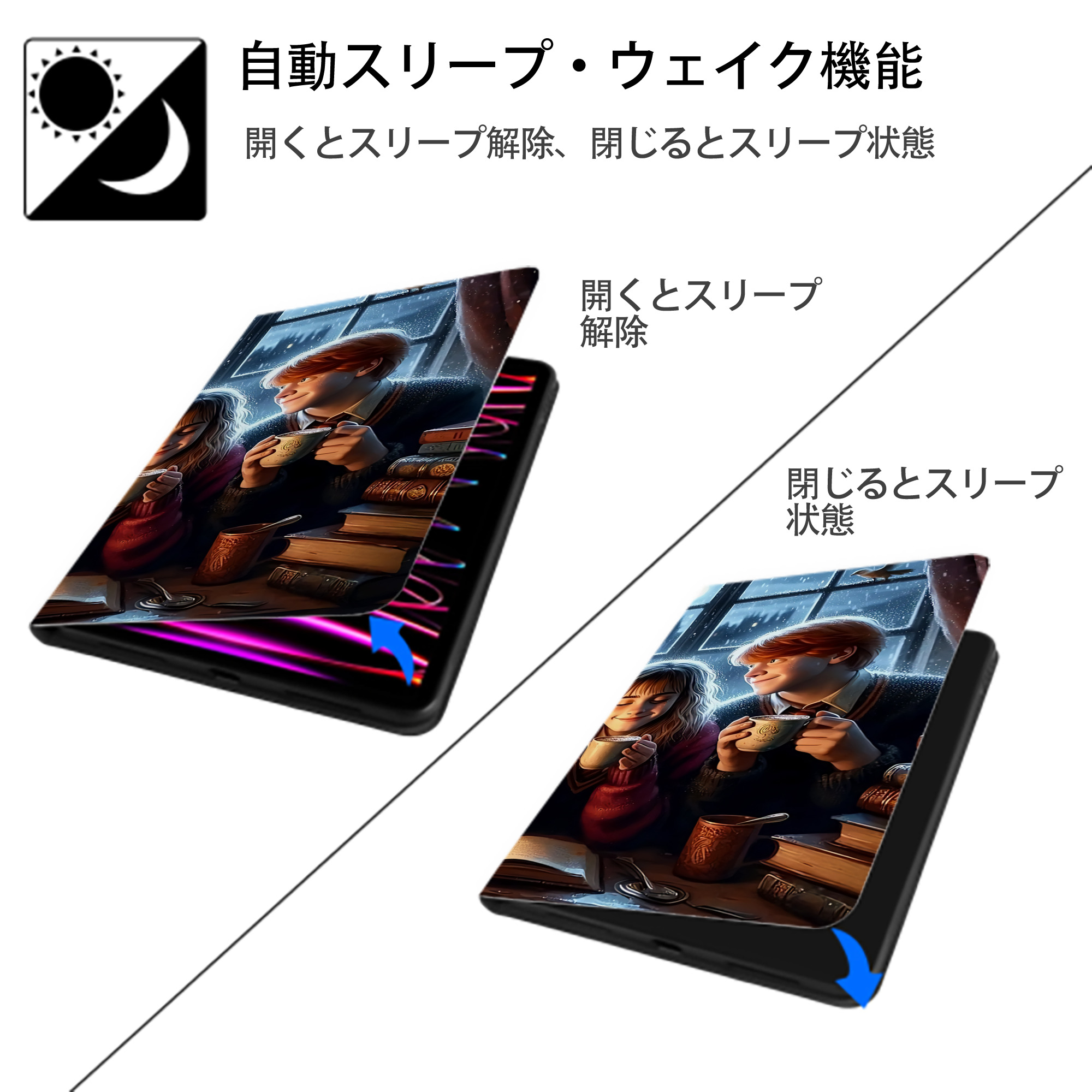 Harry Potter ハリー・ポッターシリーズ IPad ケース ブック型 PUレザー TPU 耐衝撃 軽量 薄型 ペン収納なし 全面保護 IPad 各モデル対応