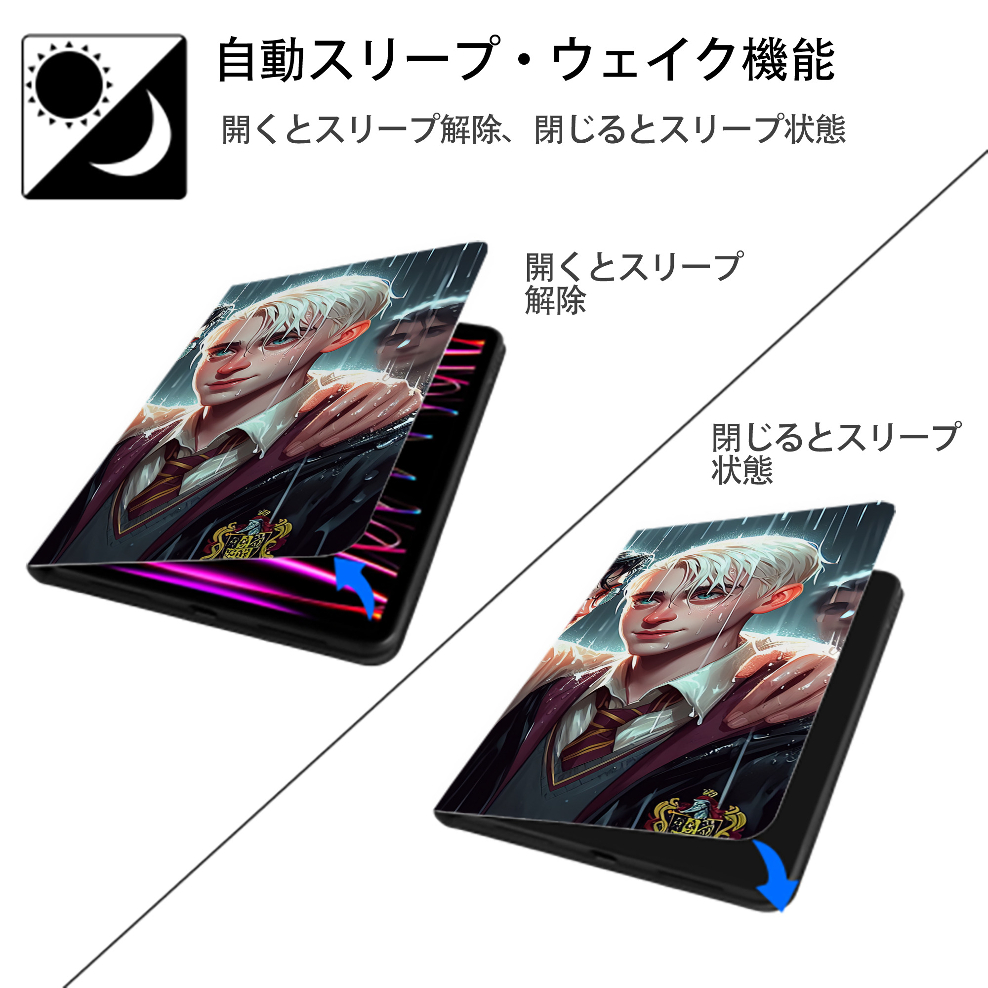 Harry Potter ハリー・ポッターシリーズ IPad ケース ブック型 PUレザー TPU 耐衝撃 軽量 薄型 ペン収納なし 全面保護 IPad 各モデル対応