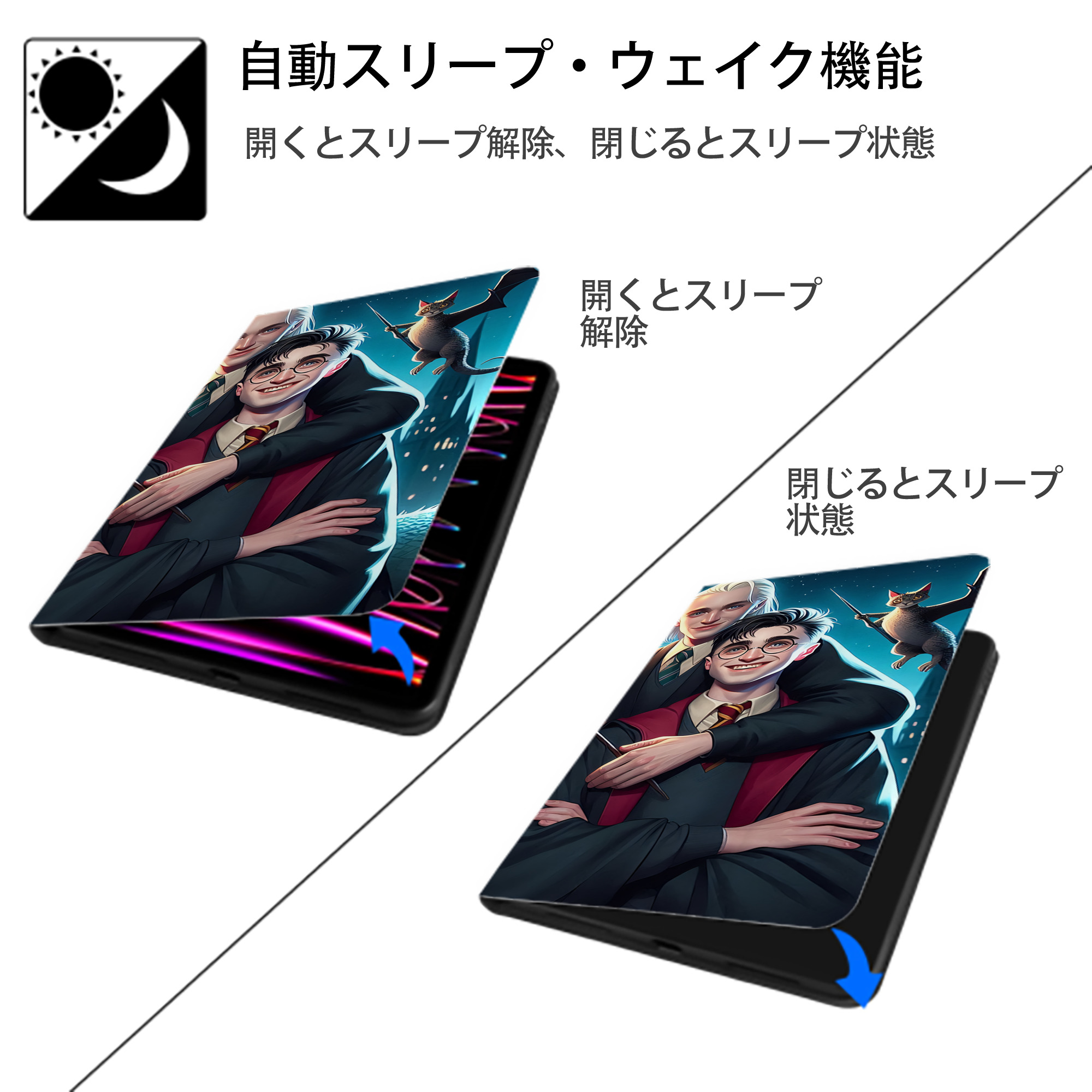 Harry Potter ハリー・ポッターシリーズ IPad ケース ブック型 PUレザー TPU 耐衝撃 軽量 薄型 ペン収納なし 全面保護 IPad 各モデル対応
