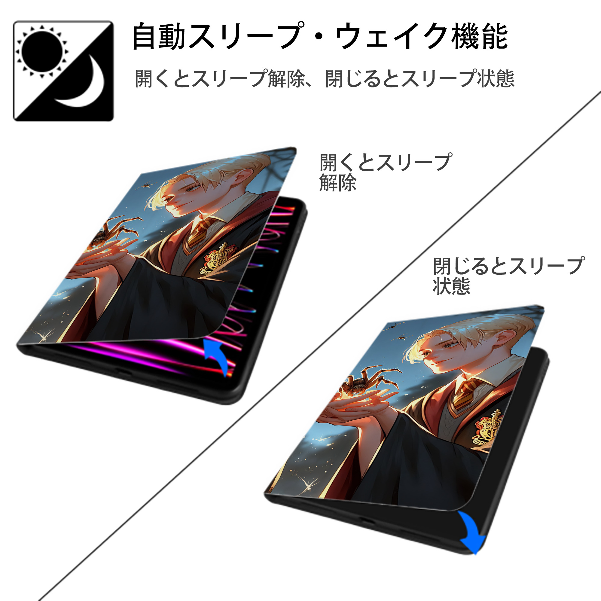 Harry Potter ハリー・ポッターシリーズ IPad ケース ブック型 PUレザー TPU 耐衝撃 軽量 薄型 ペン収納なし 全面保護 IPad 各モデル対応