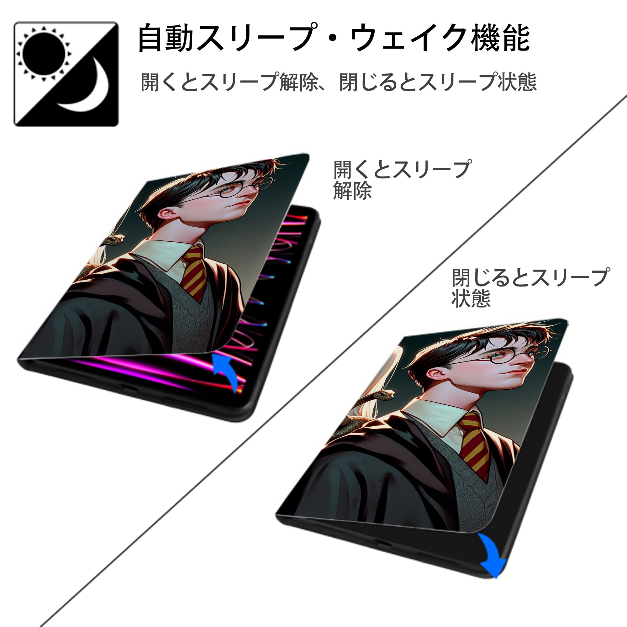 Harry Potter ハリー・ポッターシリーズ IPad ケース ブック型 PUレザー TPU 耐衝撃 軽量 薄型 ペン収納なし 全面保護 IPad 各モデル対応